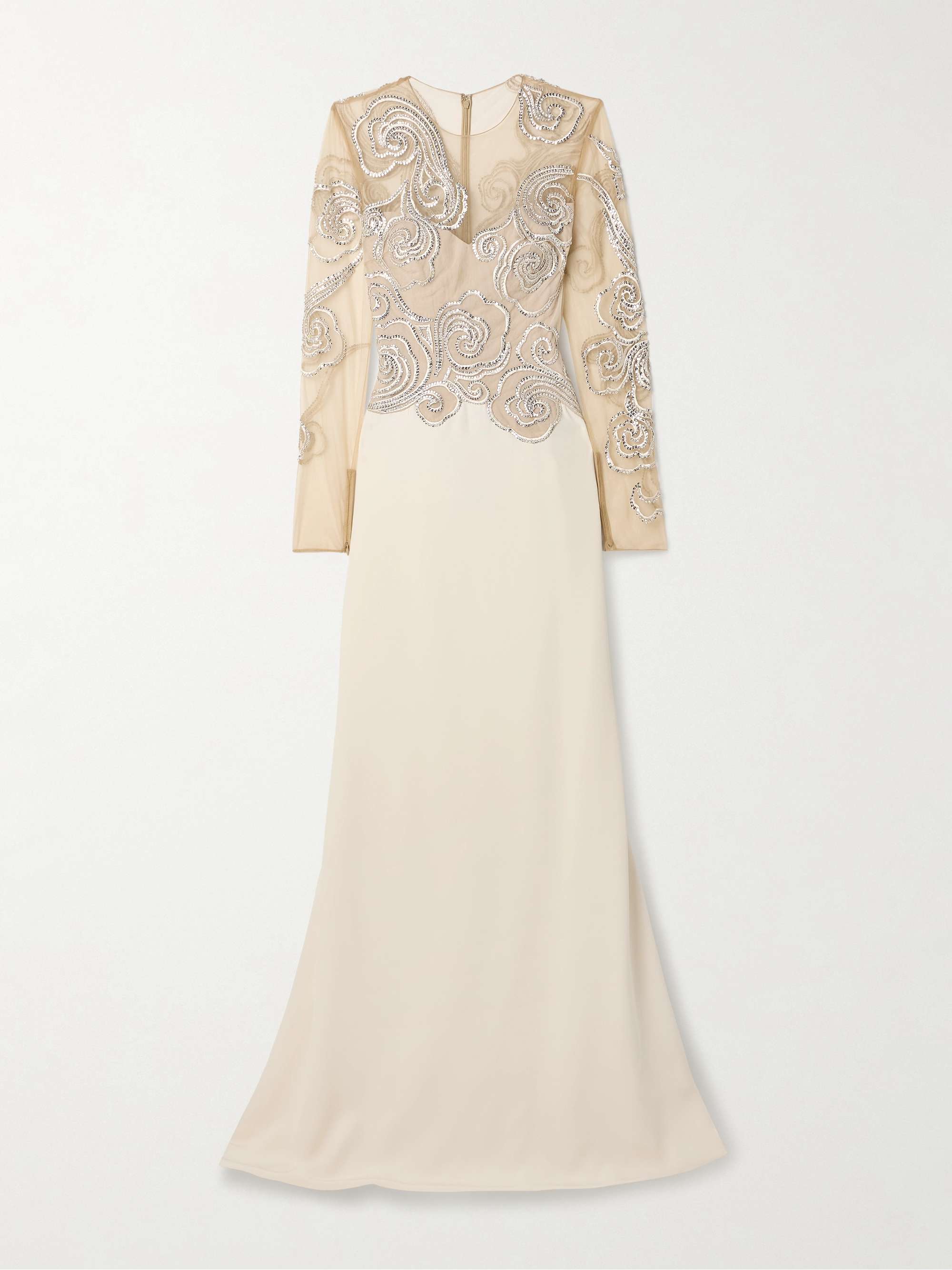 Crystal-embellished tulle and faille gown view