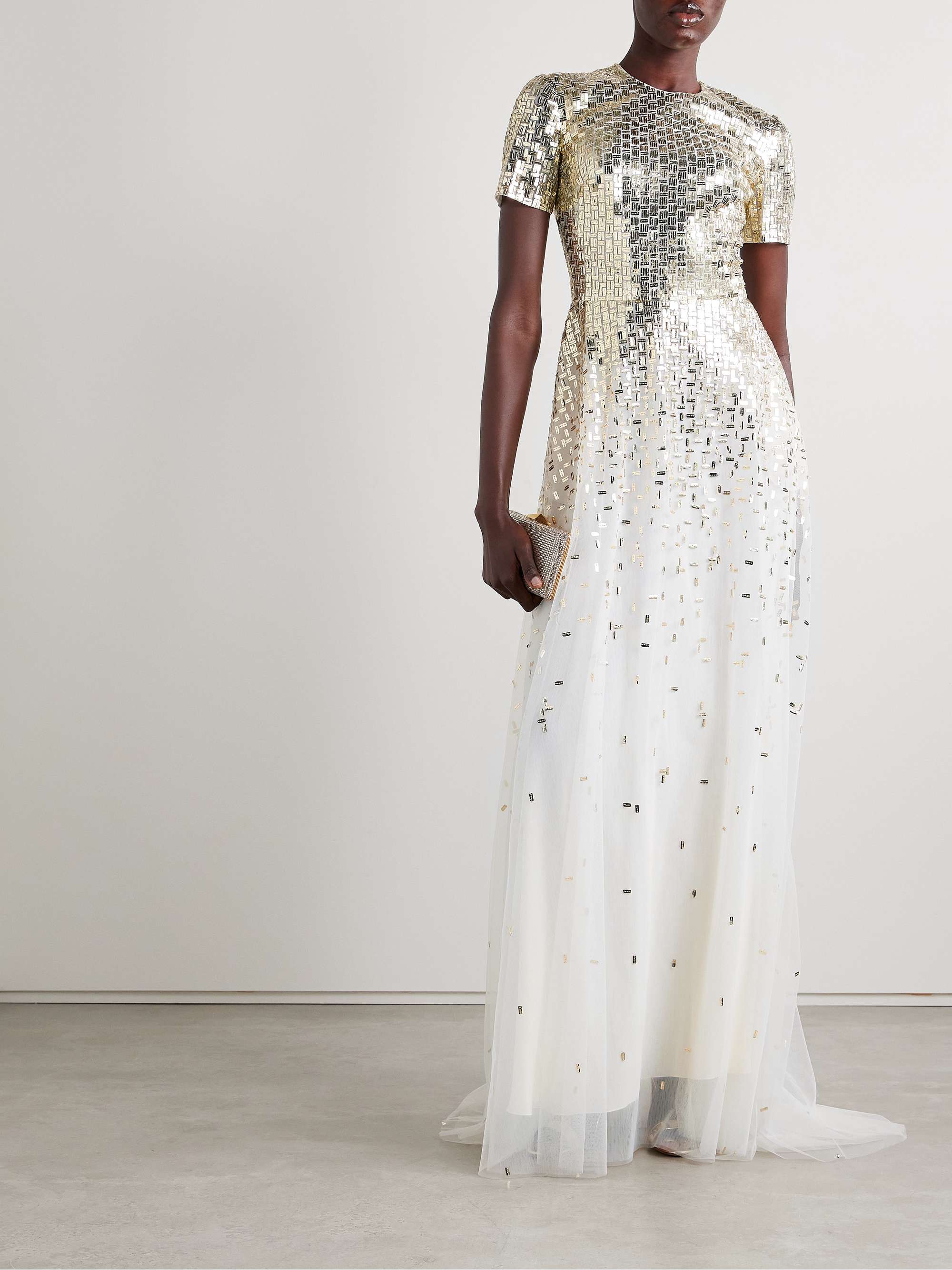 Sequin-embellished tulle gown view