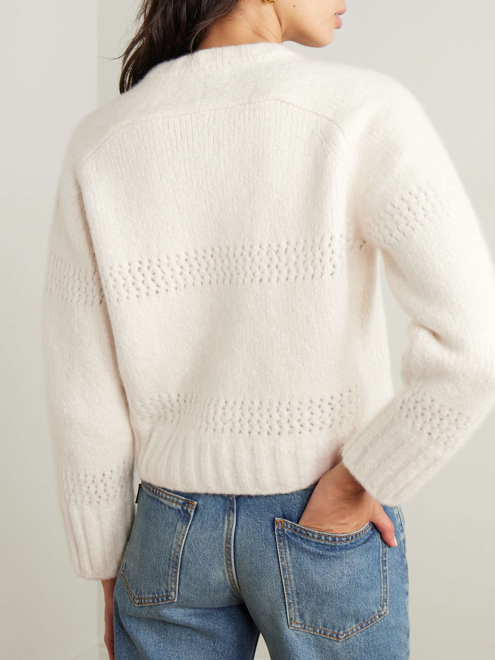 Pointelle-knit cashmere and silk-blend sweater view