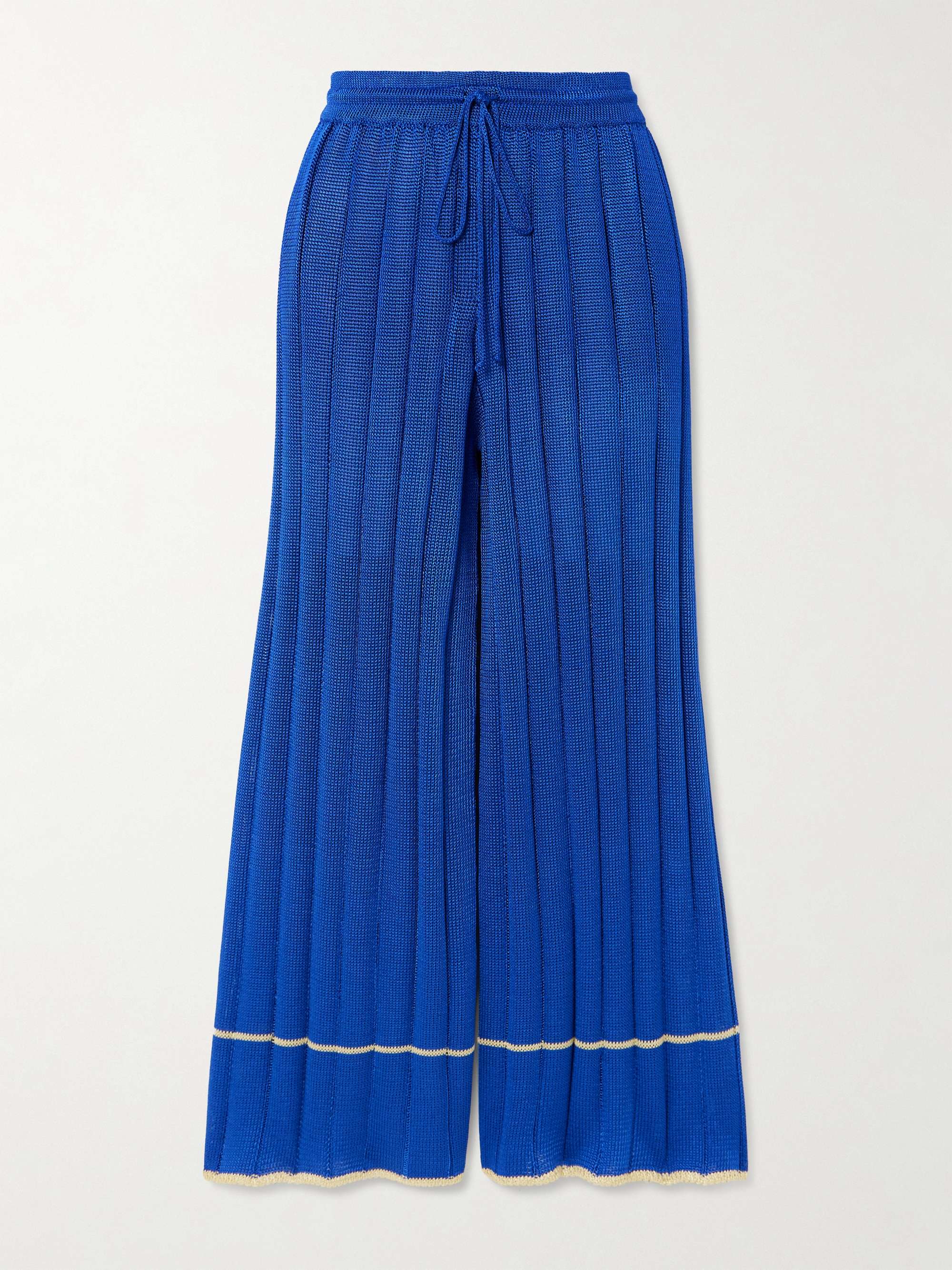 Ribbed-knit wide-leg pants view