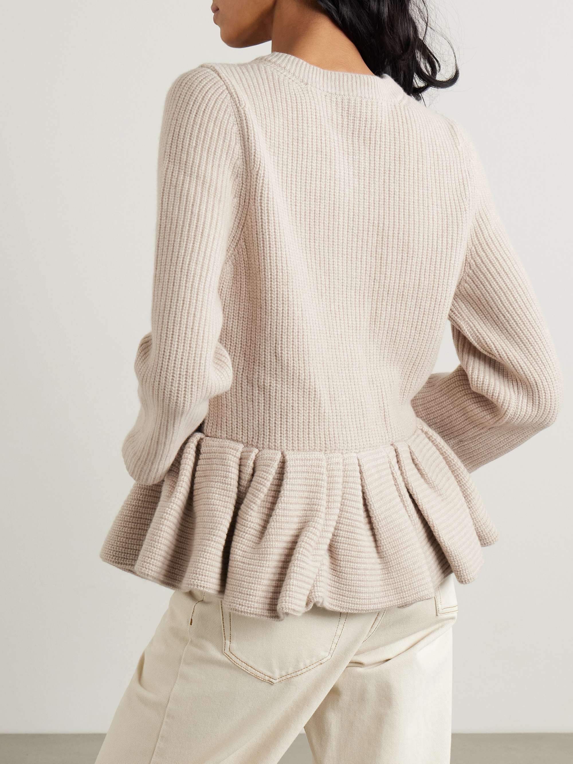 Ruffled cashmere peplum cardigan view