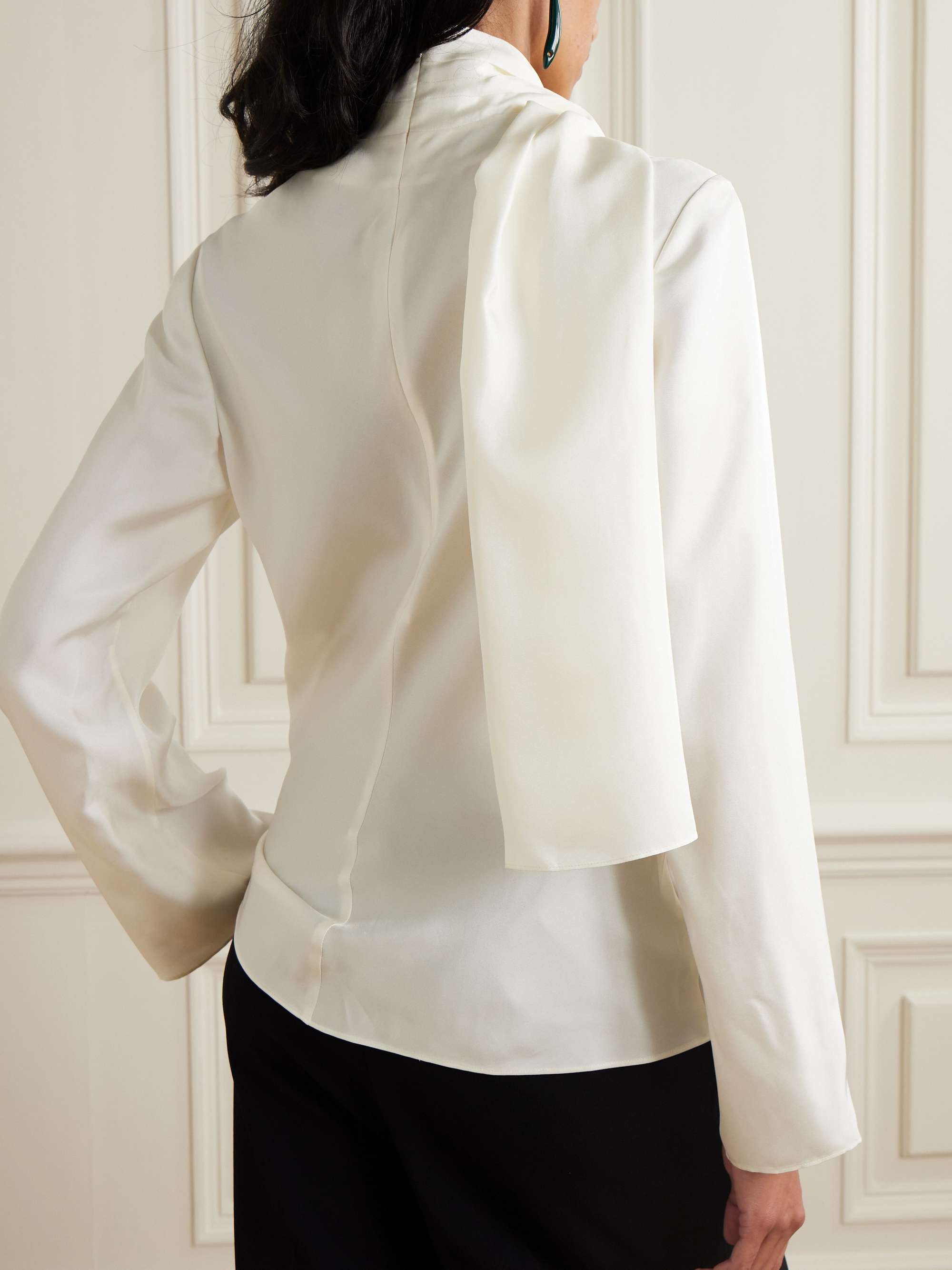 Tie-detailed silk-satin blouse view