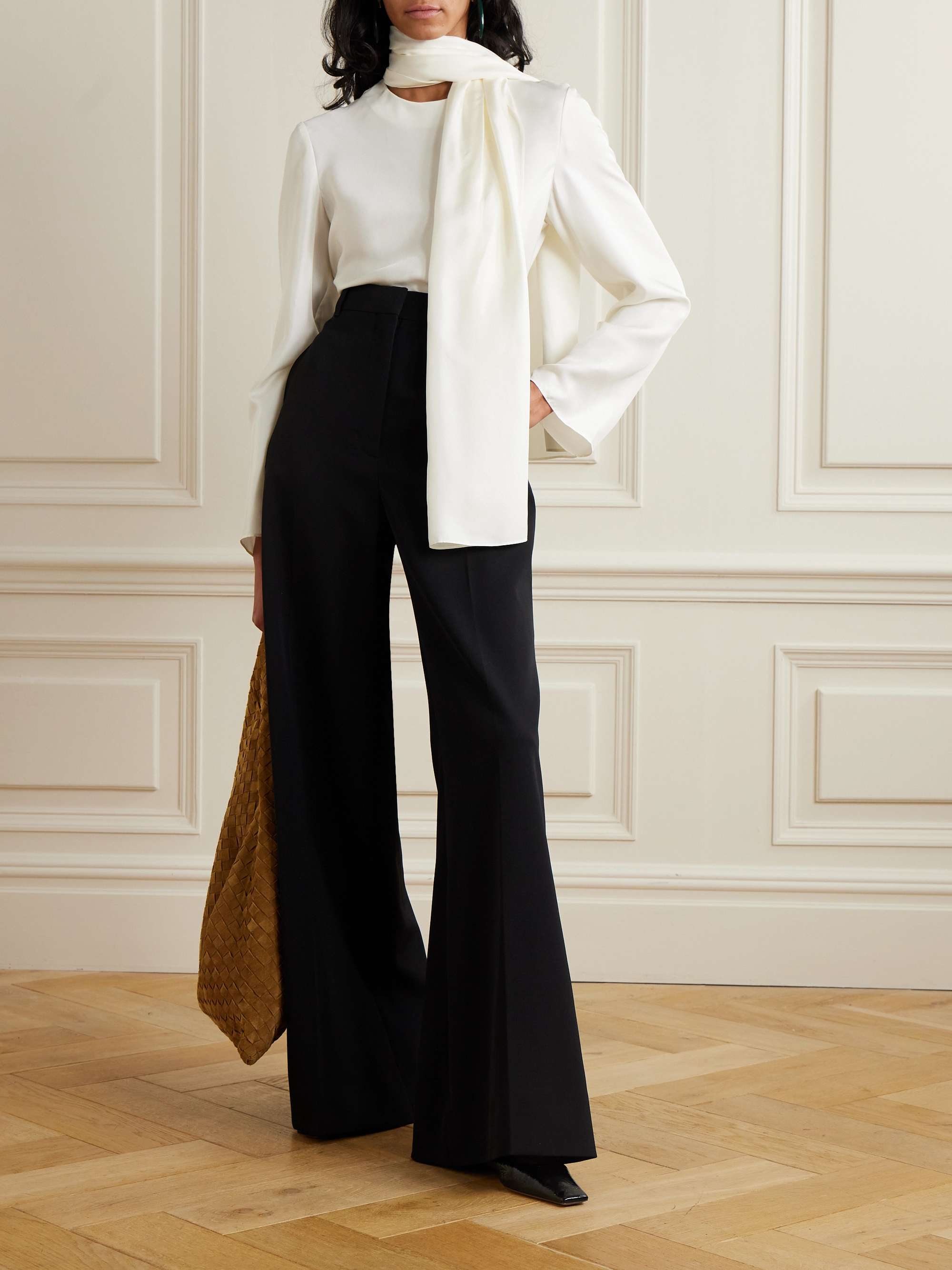 Tie-detailed silk-satin blouse view