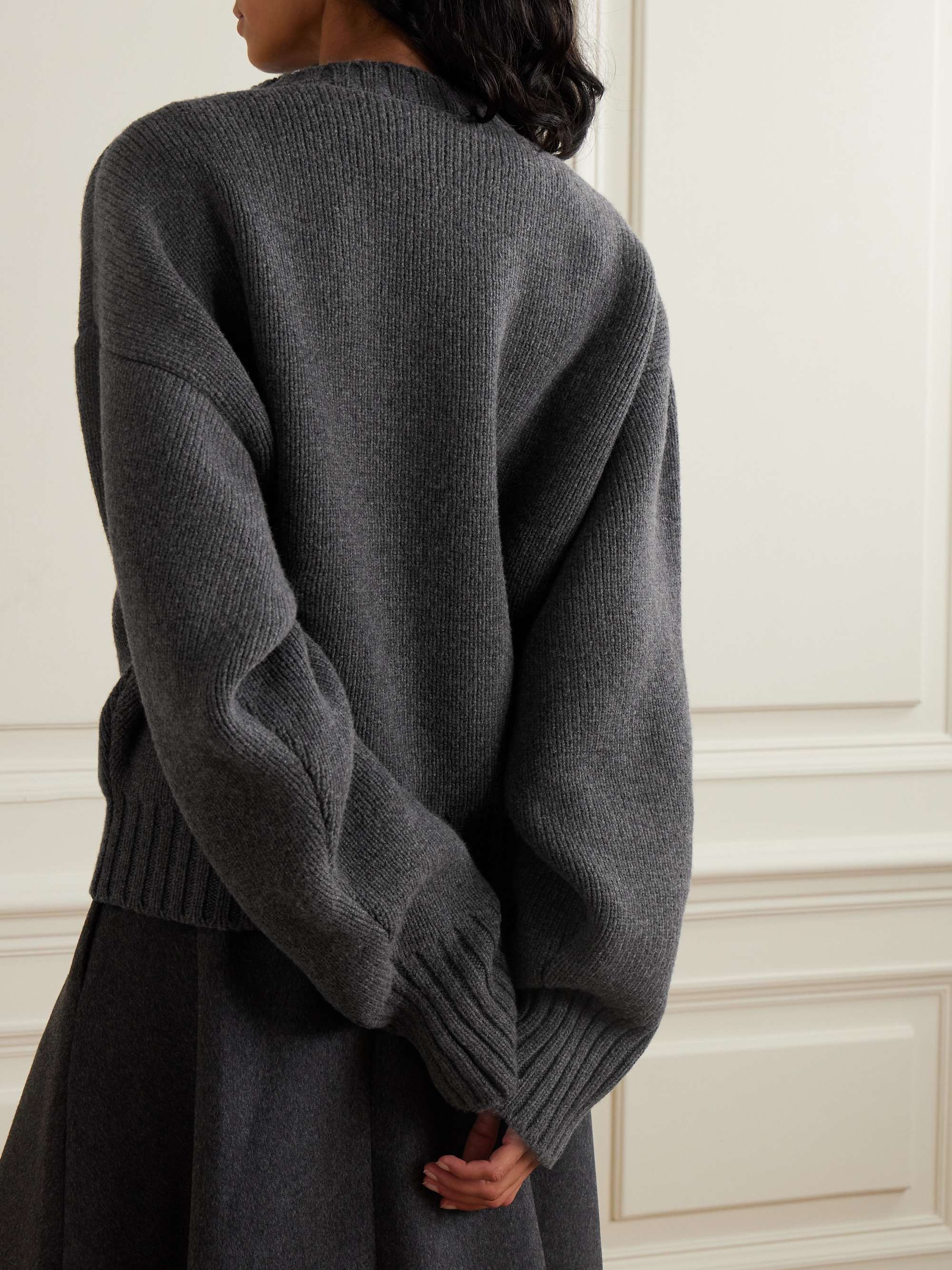 Oversized ribbed wool sweater view