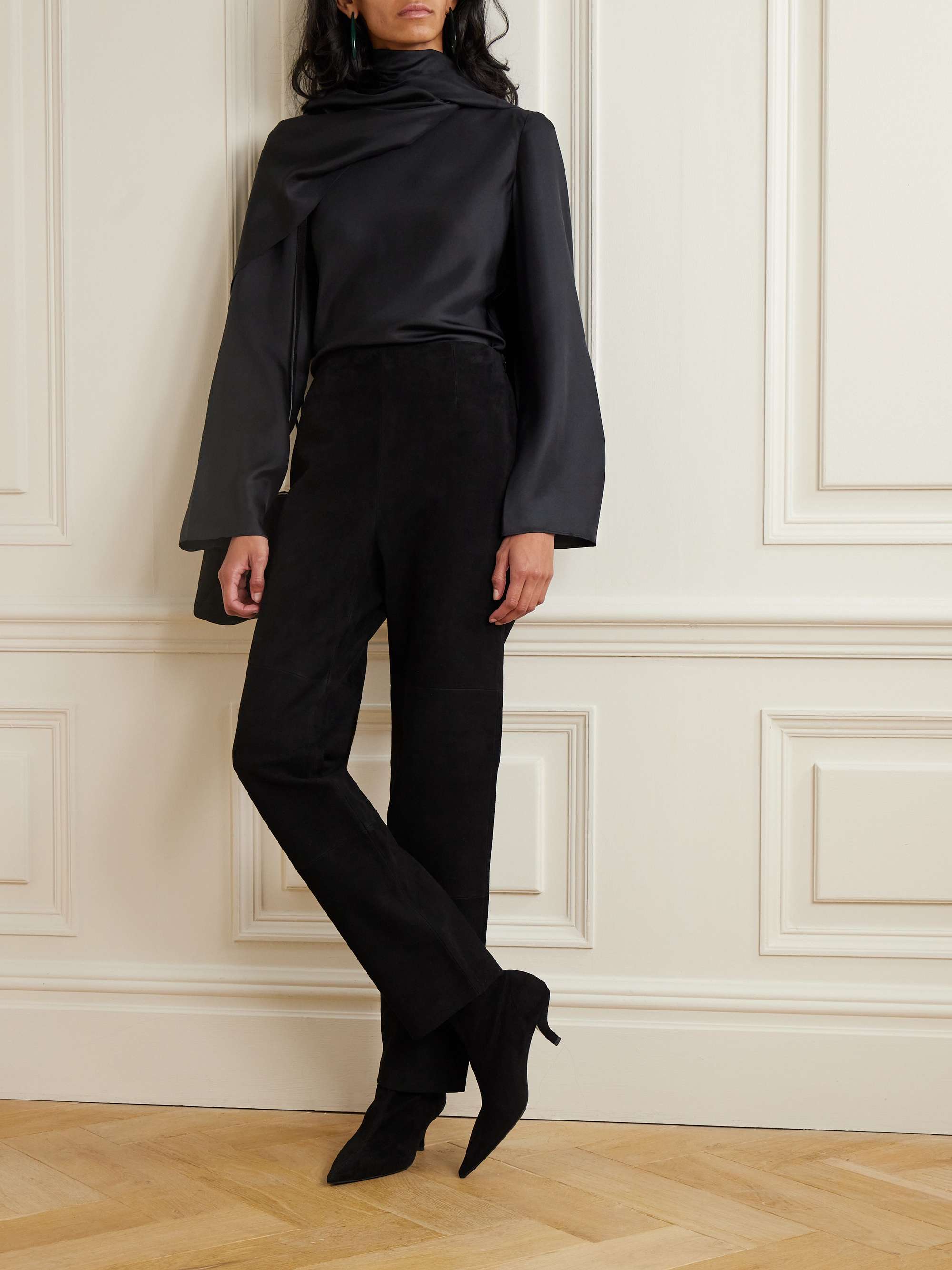 Suede straight-leg pants view