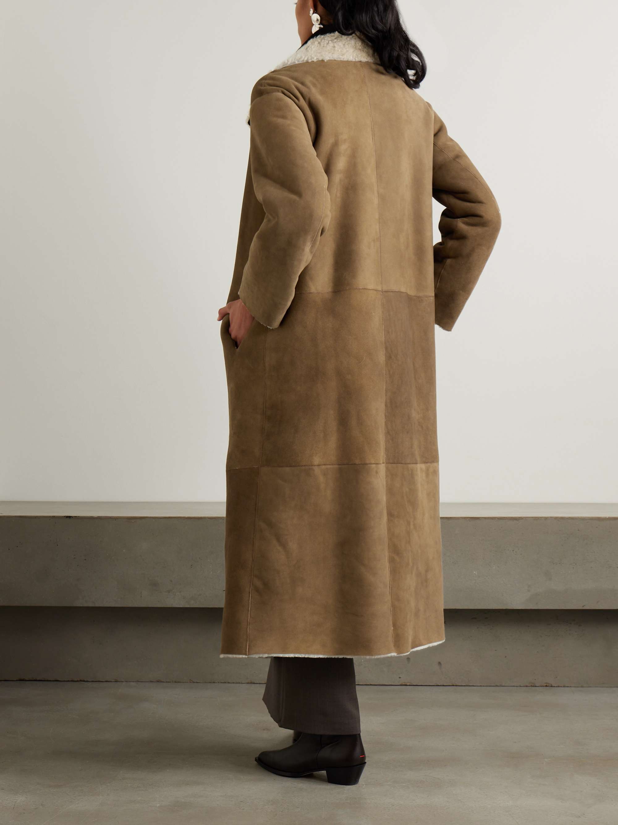 Asymmetric shearling coat view