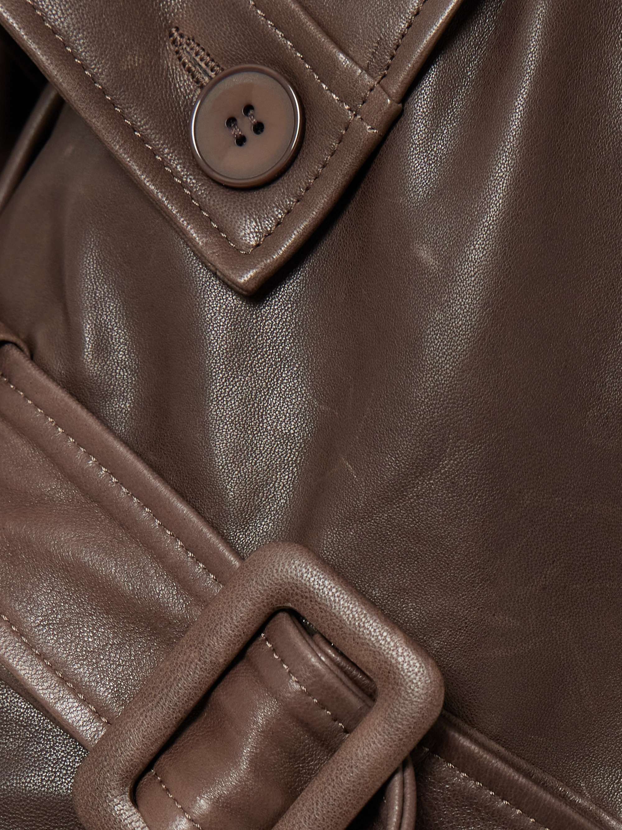 Valetta double-breasted belted leather trench coat view