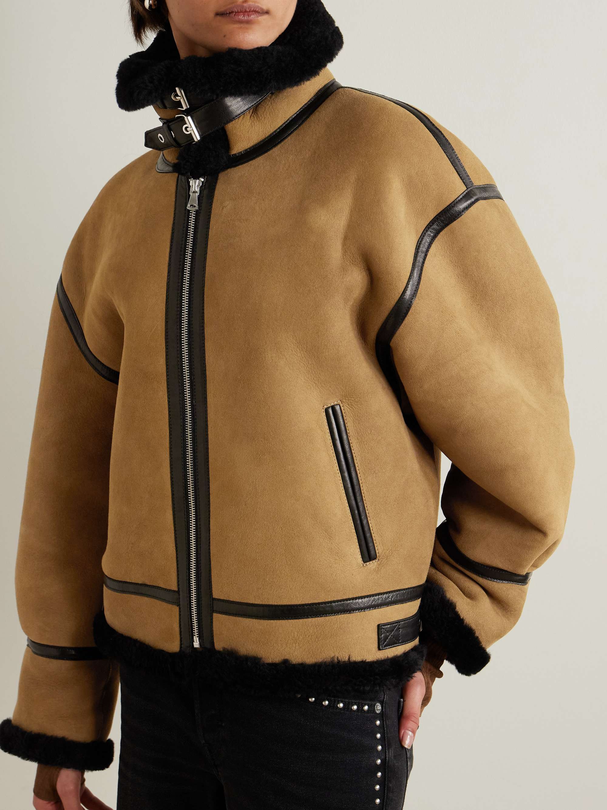 Portia leather-trimmed shearling jacket view