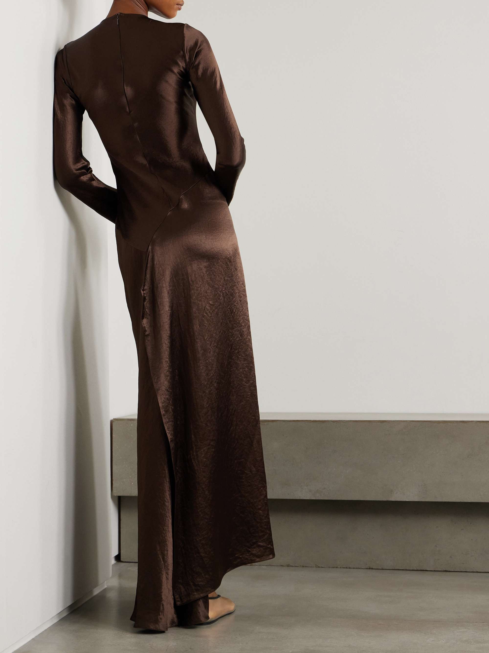 Yara paneled hammered-satin maxi dress view