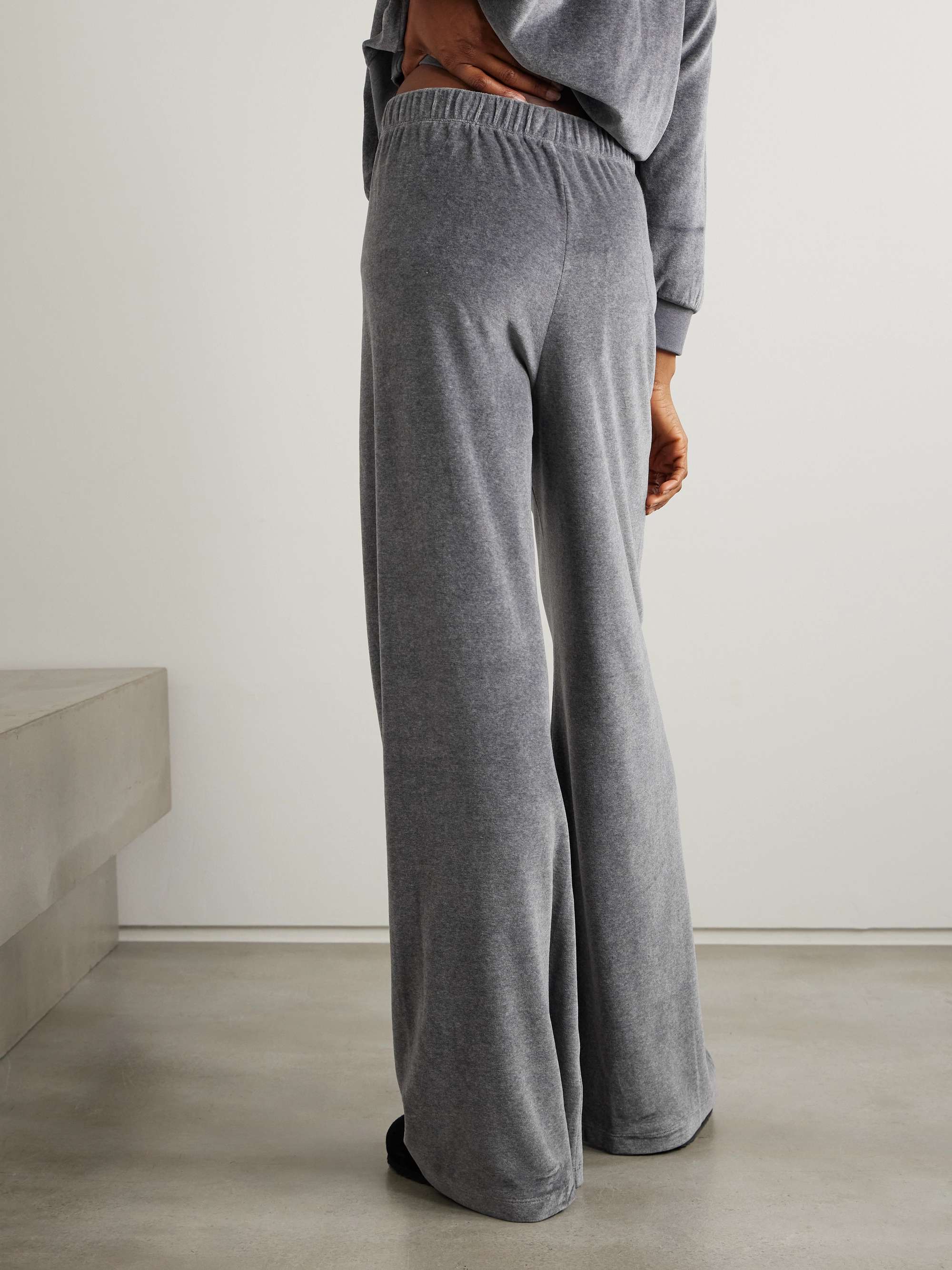 Zephyra cotton-blend velour wide-leg pants view