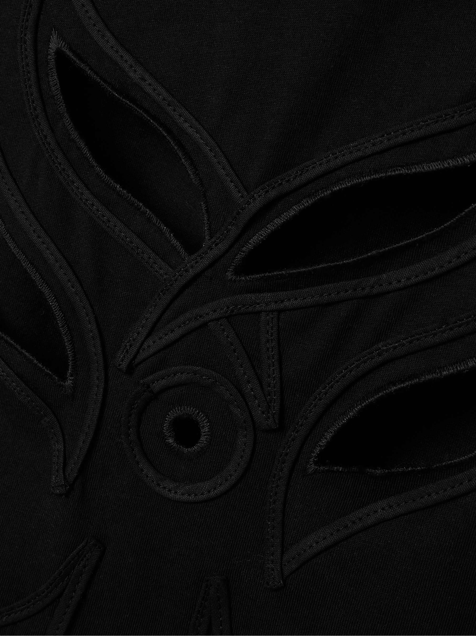 Schiffli cutout appliquéd embroidered cotton-jersey midi skirt view