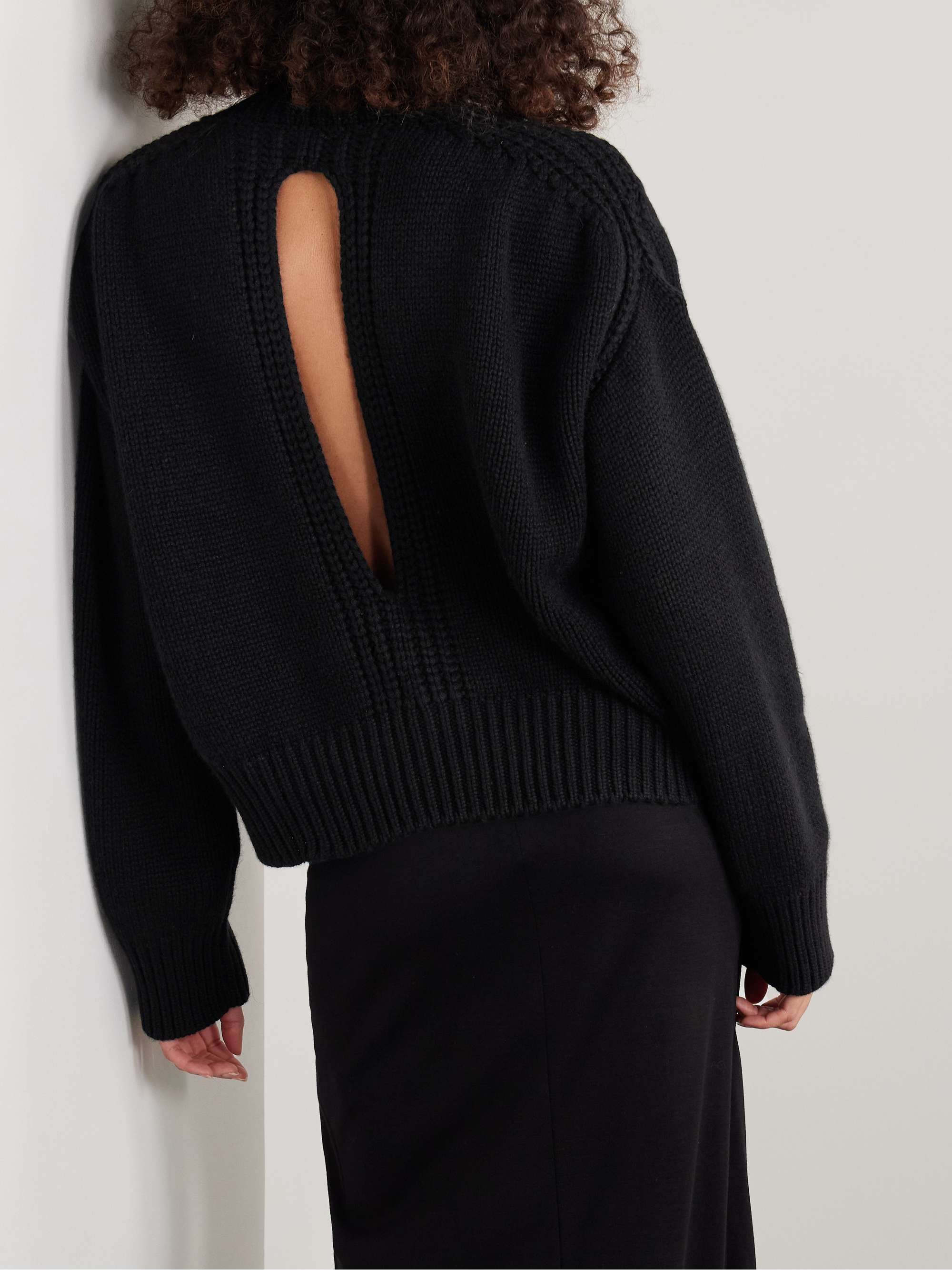 Oversized cutout ribbed cashmere turtleneck sweater view