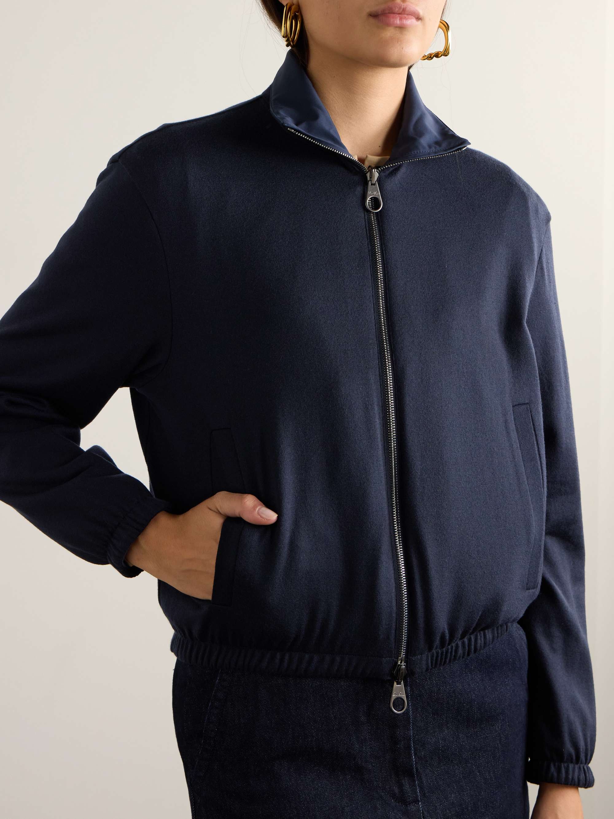 Reversible shell and cashmere bomber jacket view