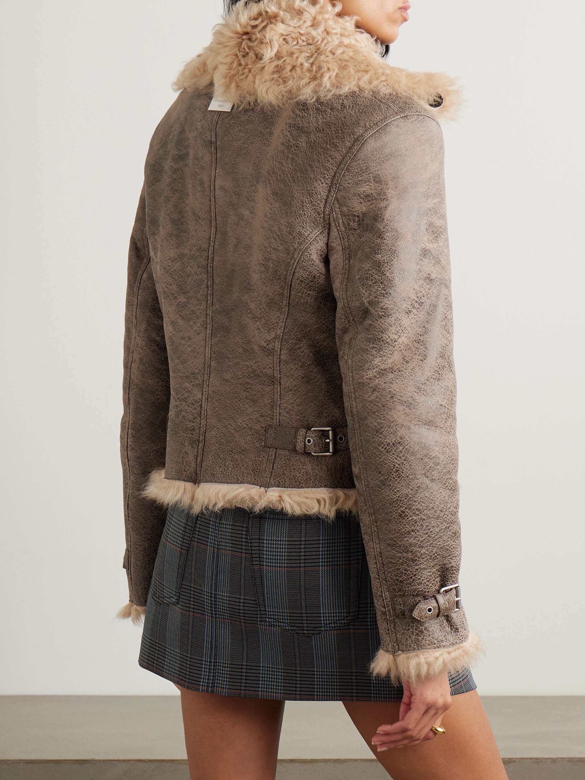 Distressed shearling jacket view