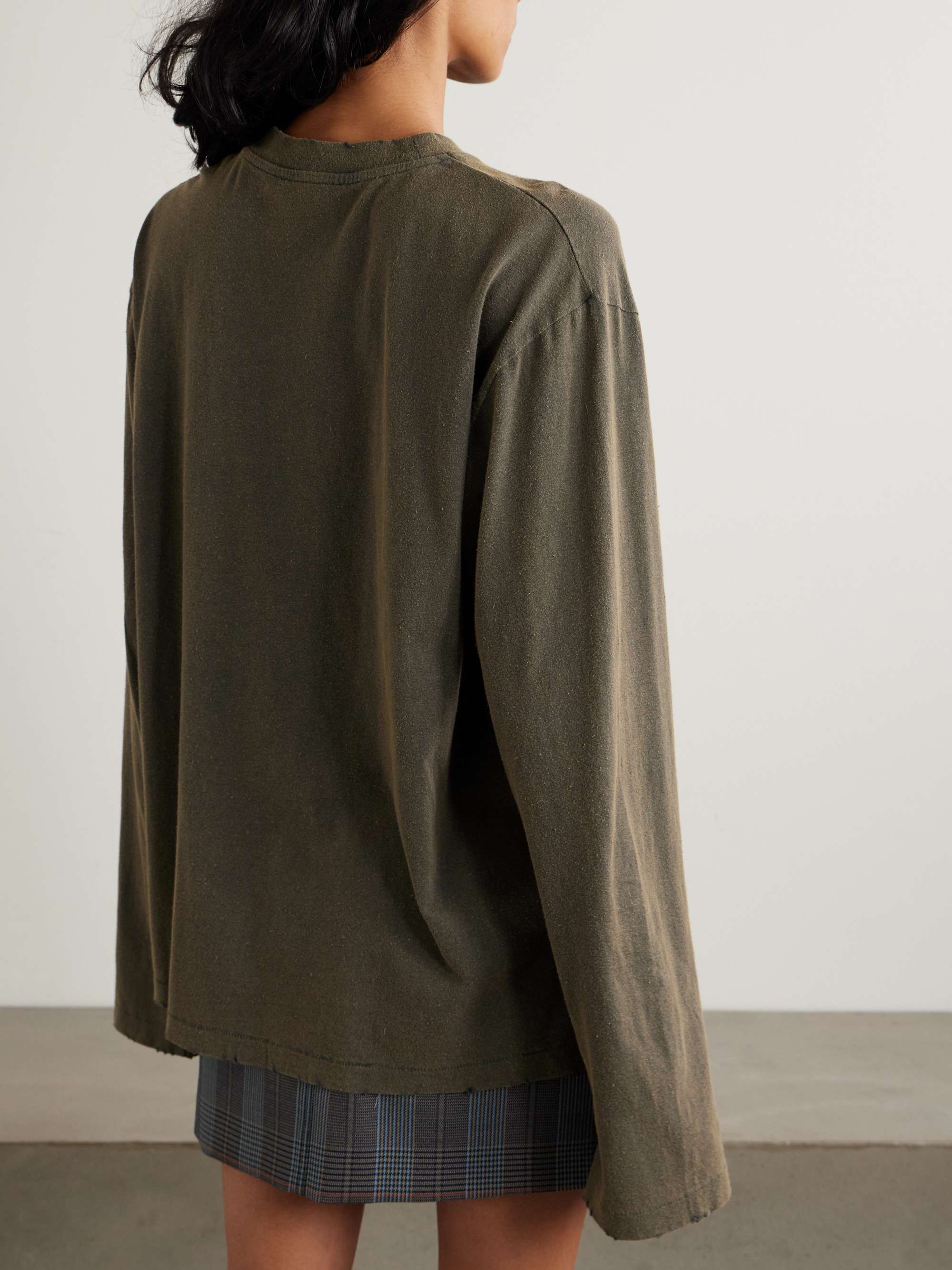 Distressed appliquéd cotton-jersey T-shirt view