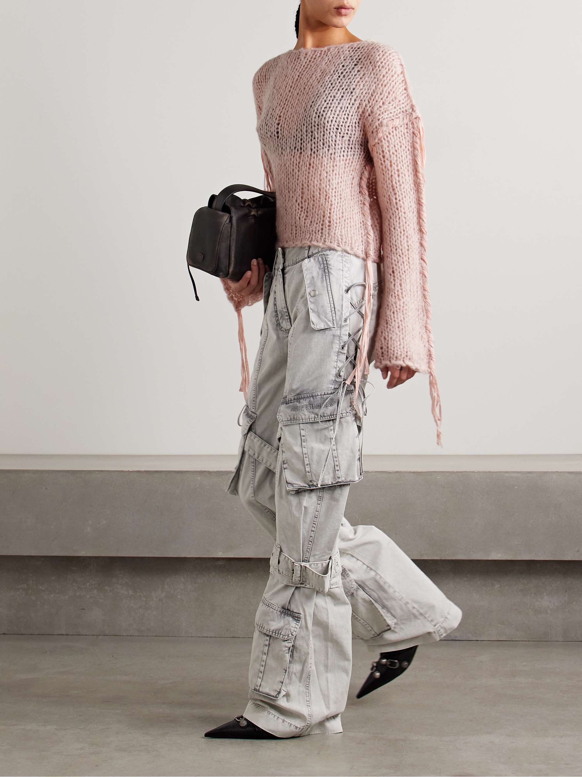 Cropped whipstitched knitted sweater view