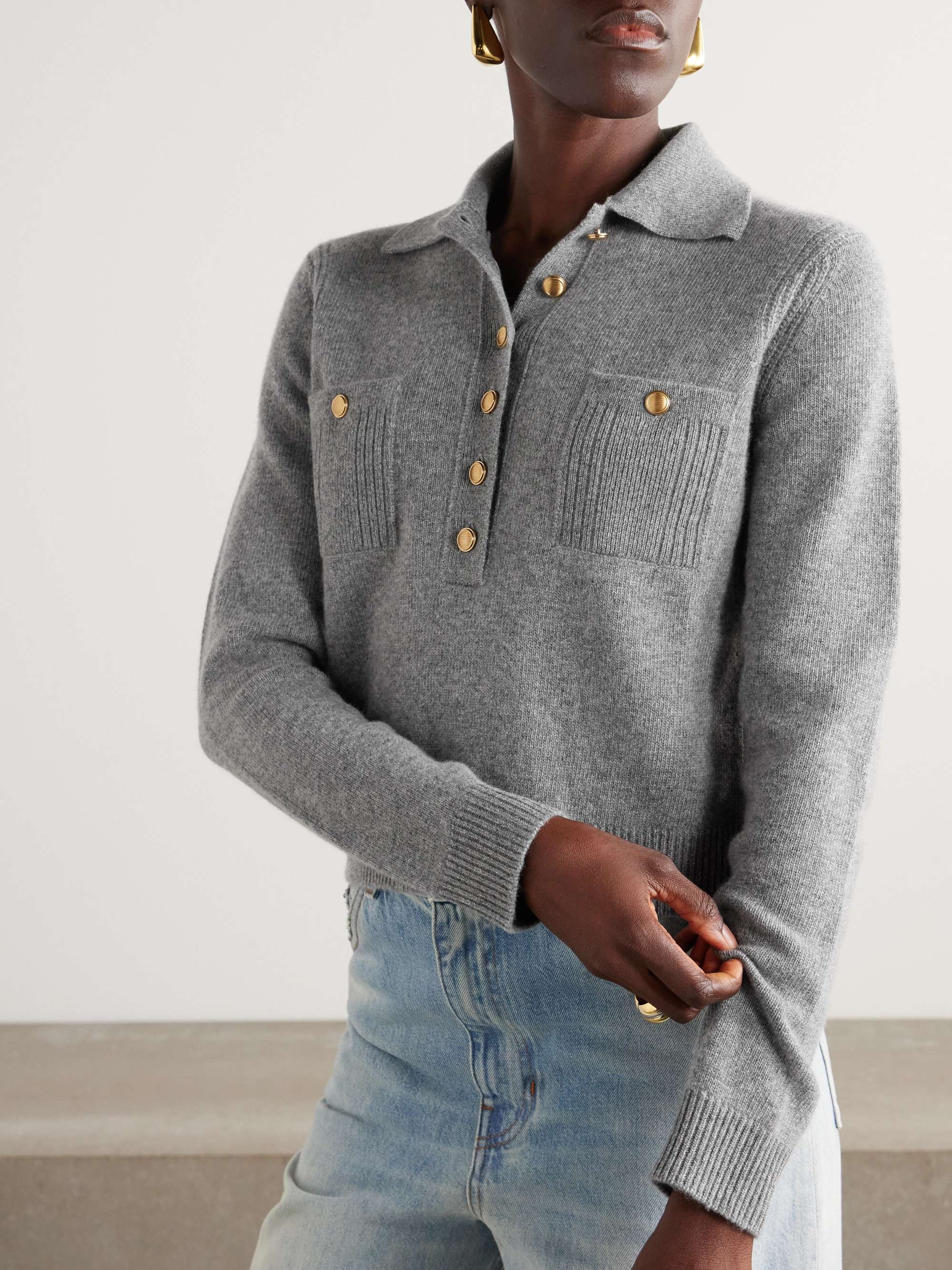Embellished wool and cashmere-blend polo sweater view