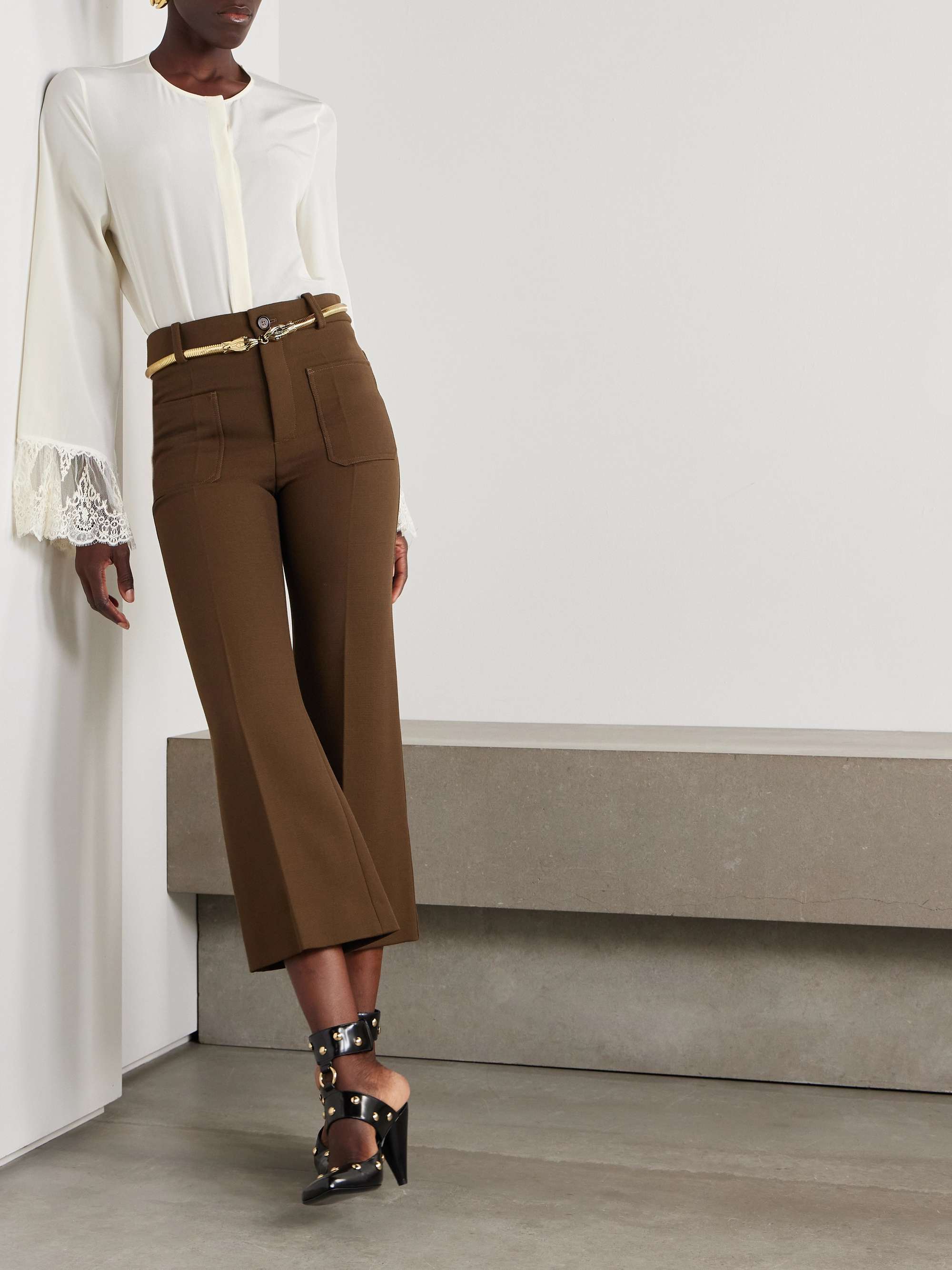 Lace-trimmed silk crepe de chine shirt view