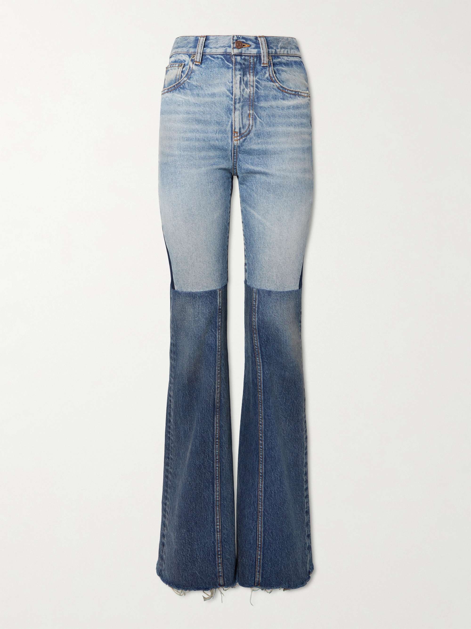 Patchwork mid-rise flared jeans view