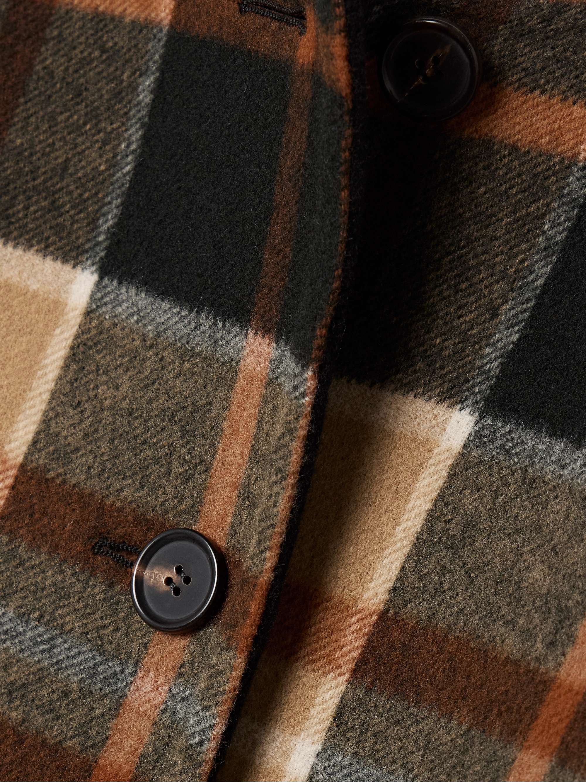 Checked wool and silk-blend coat view