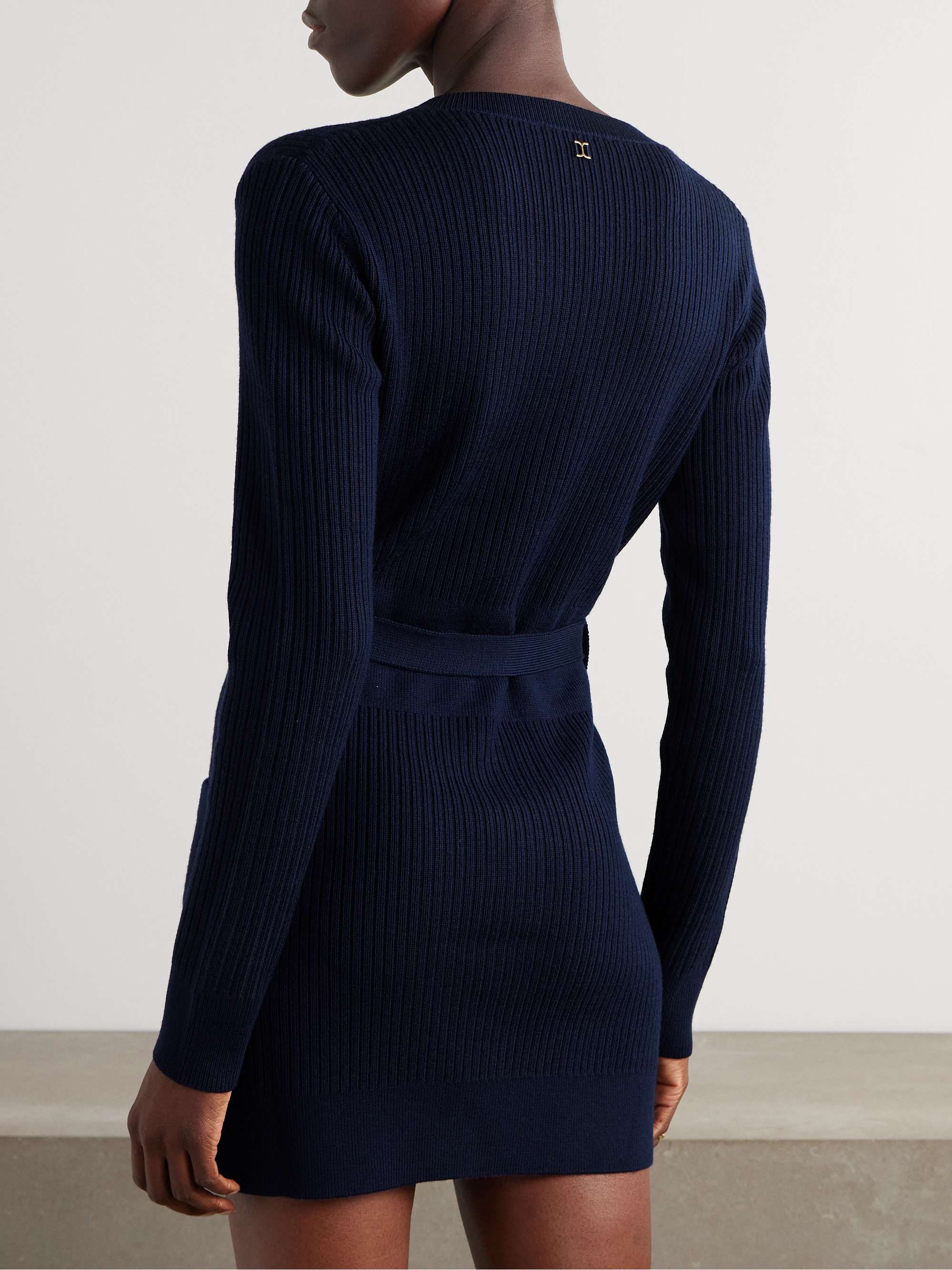 Belted ribbed wool-blend mini dress view