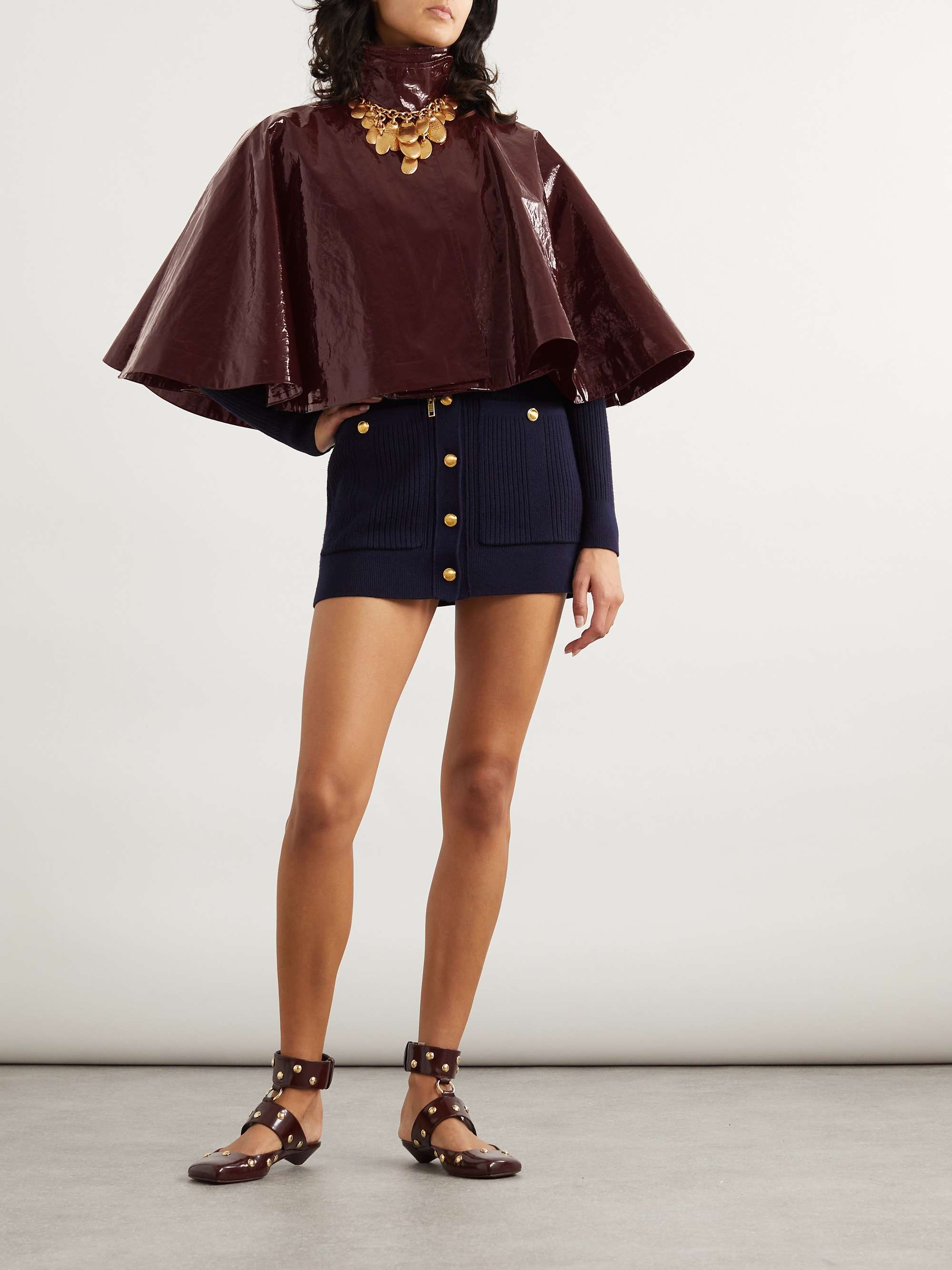 Belted ribbed wool-blend mini dress view