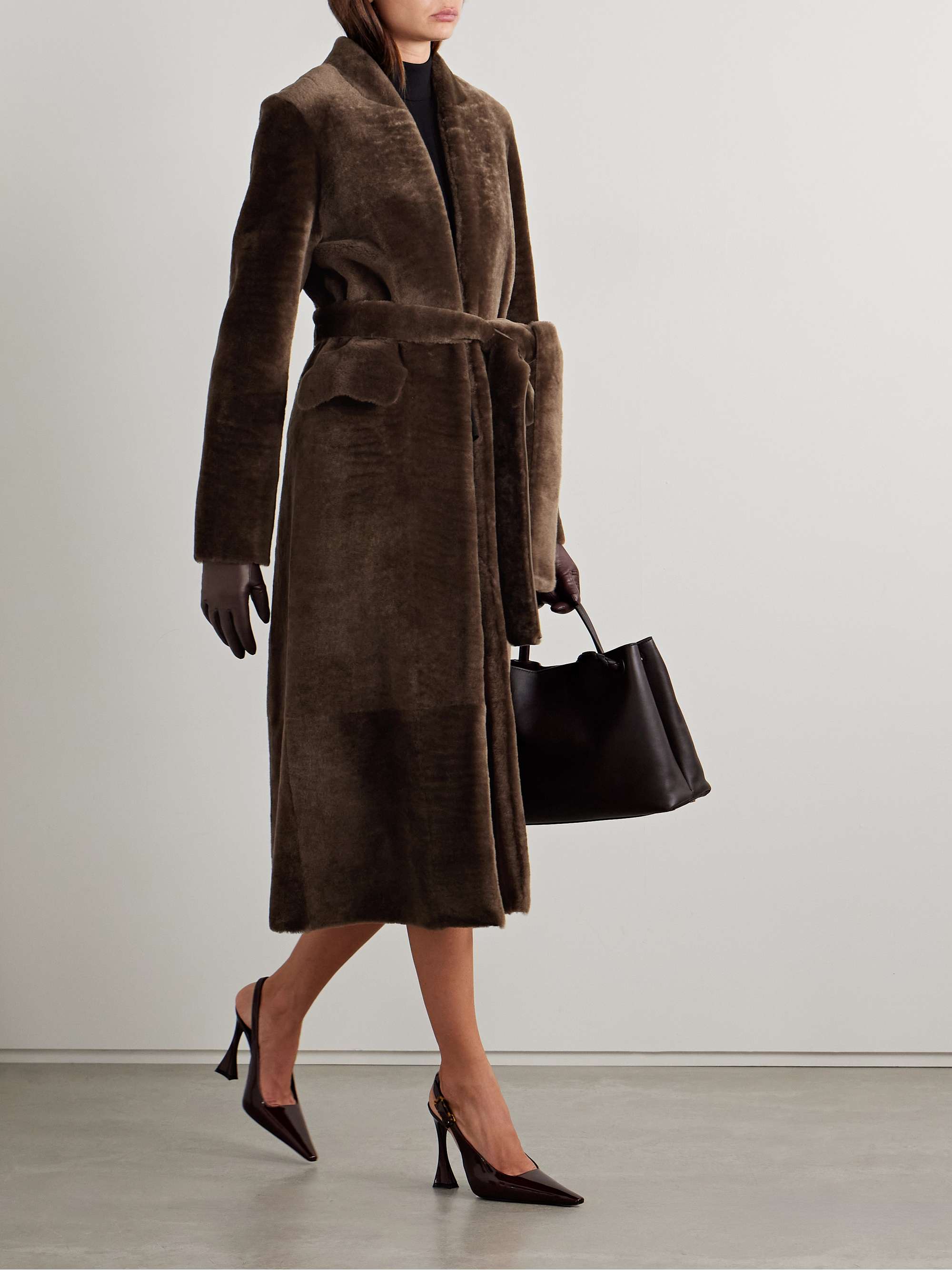 Henning belted shearling coat view