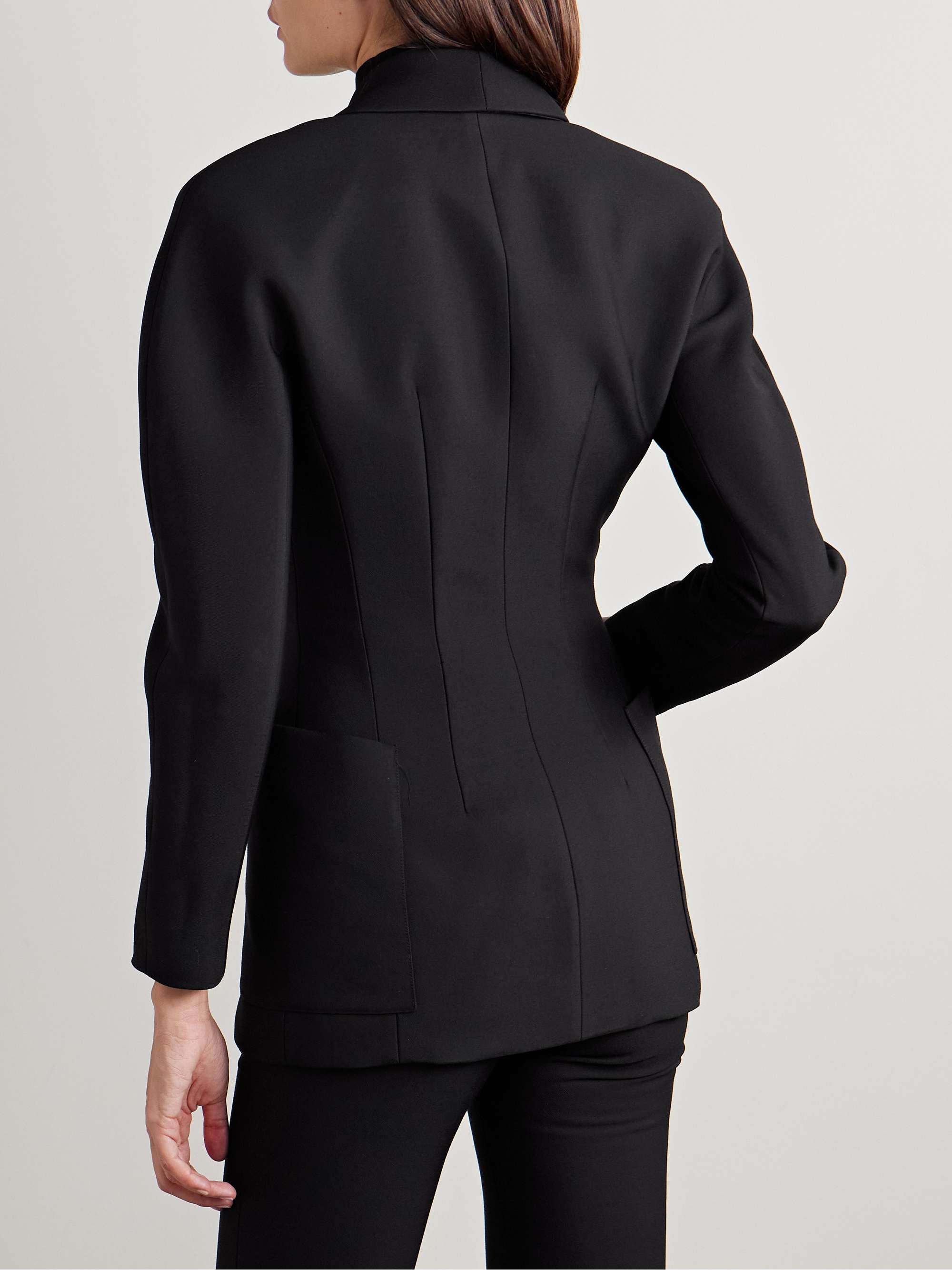 Simone double-breasted wool and silk-blend twill blazer view