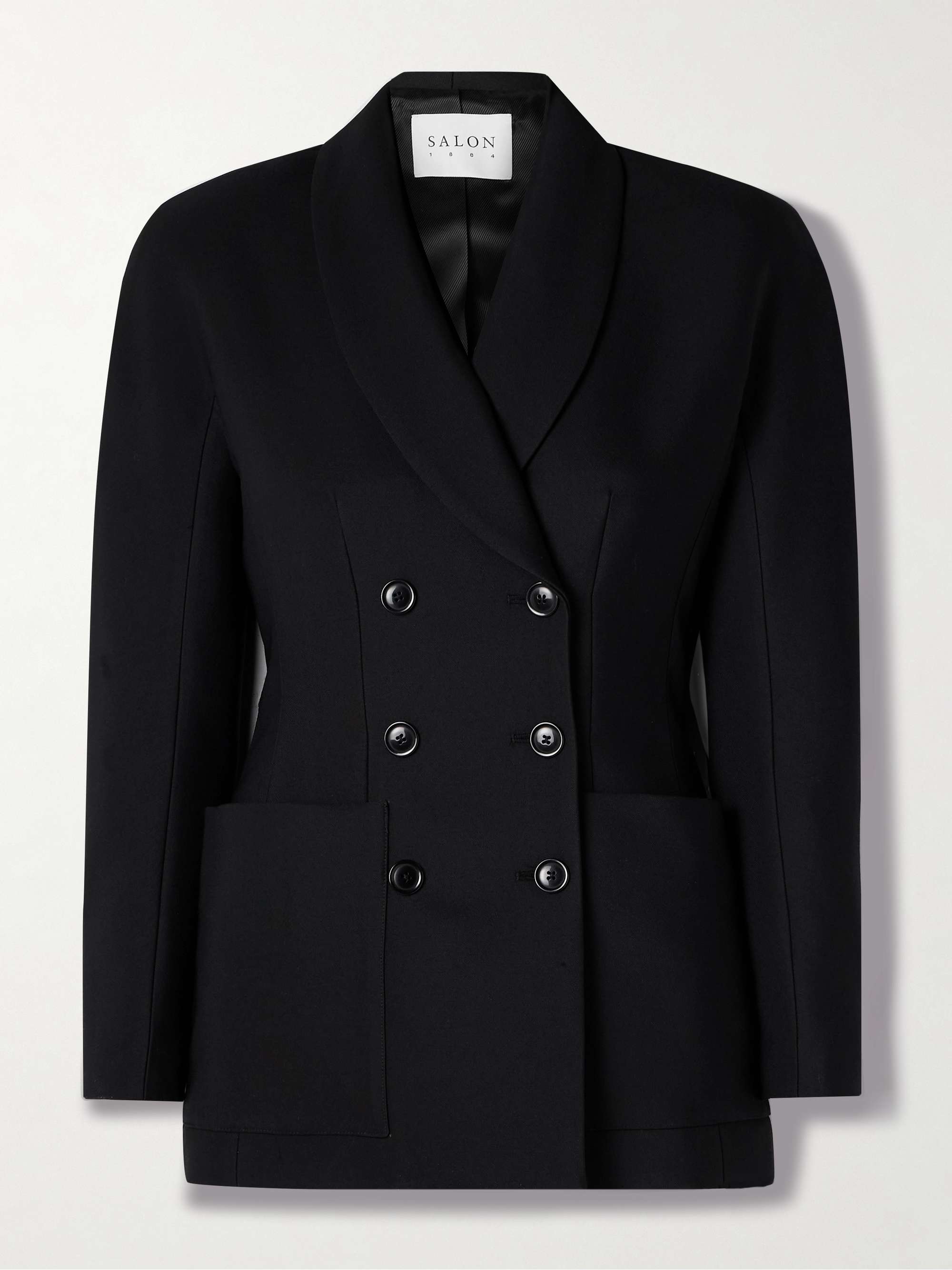 Simone double-breasted wool and silk-blend twill blazer view