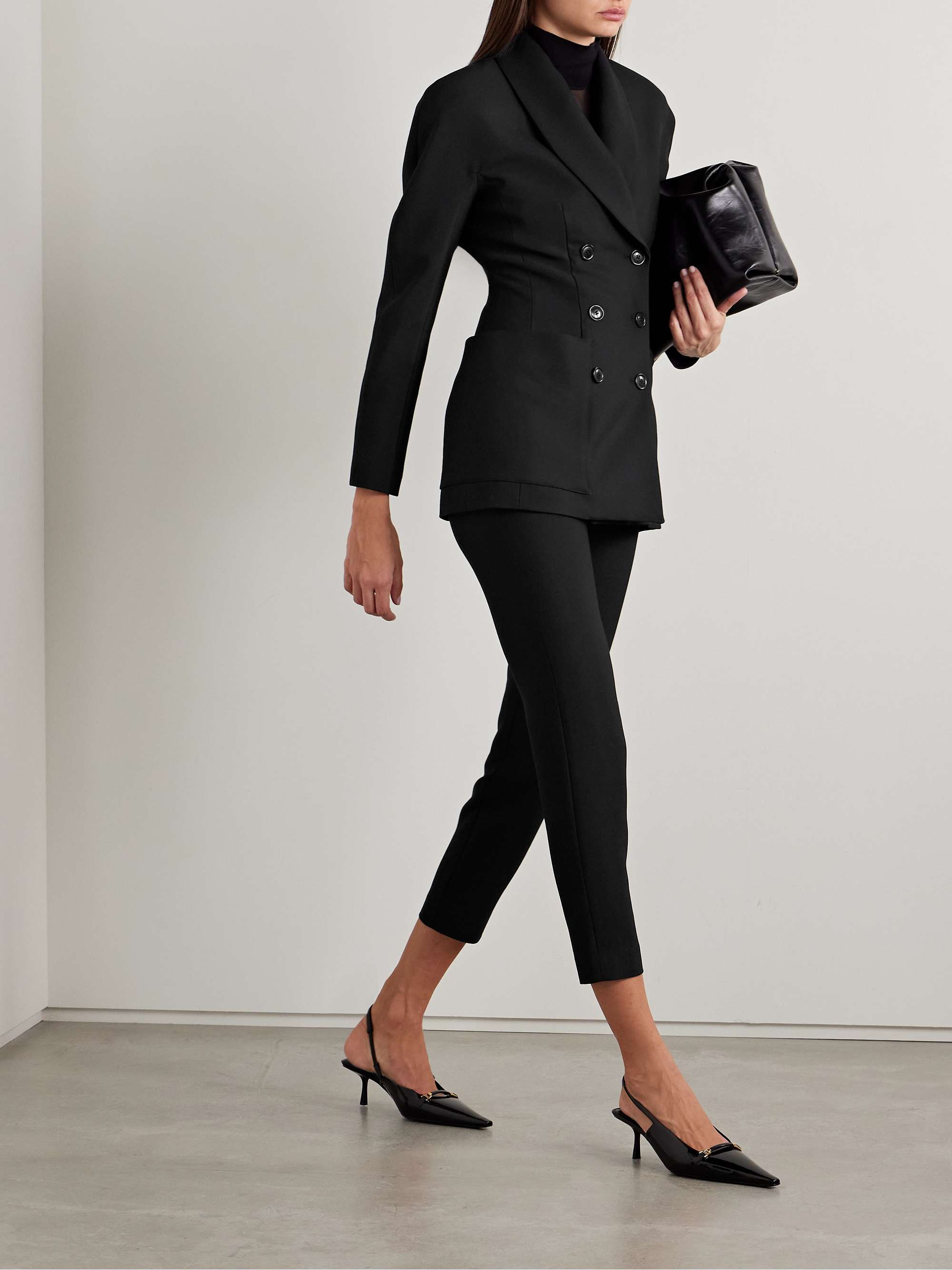 Theo wool and silk-blend twill skinny pants view