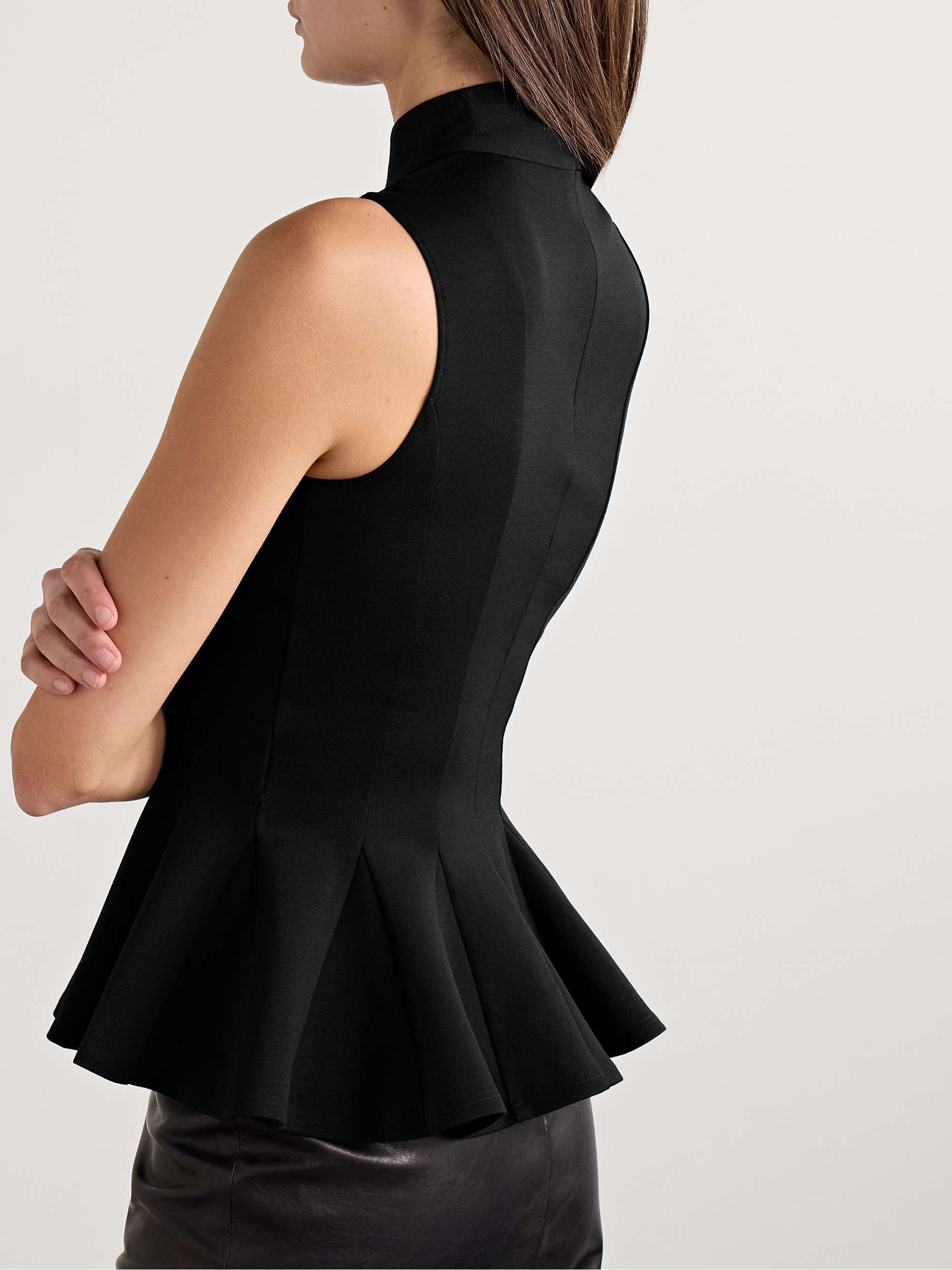 Ismay paneled wool-blend peplum turtleneck top view