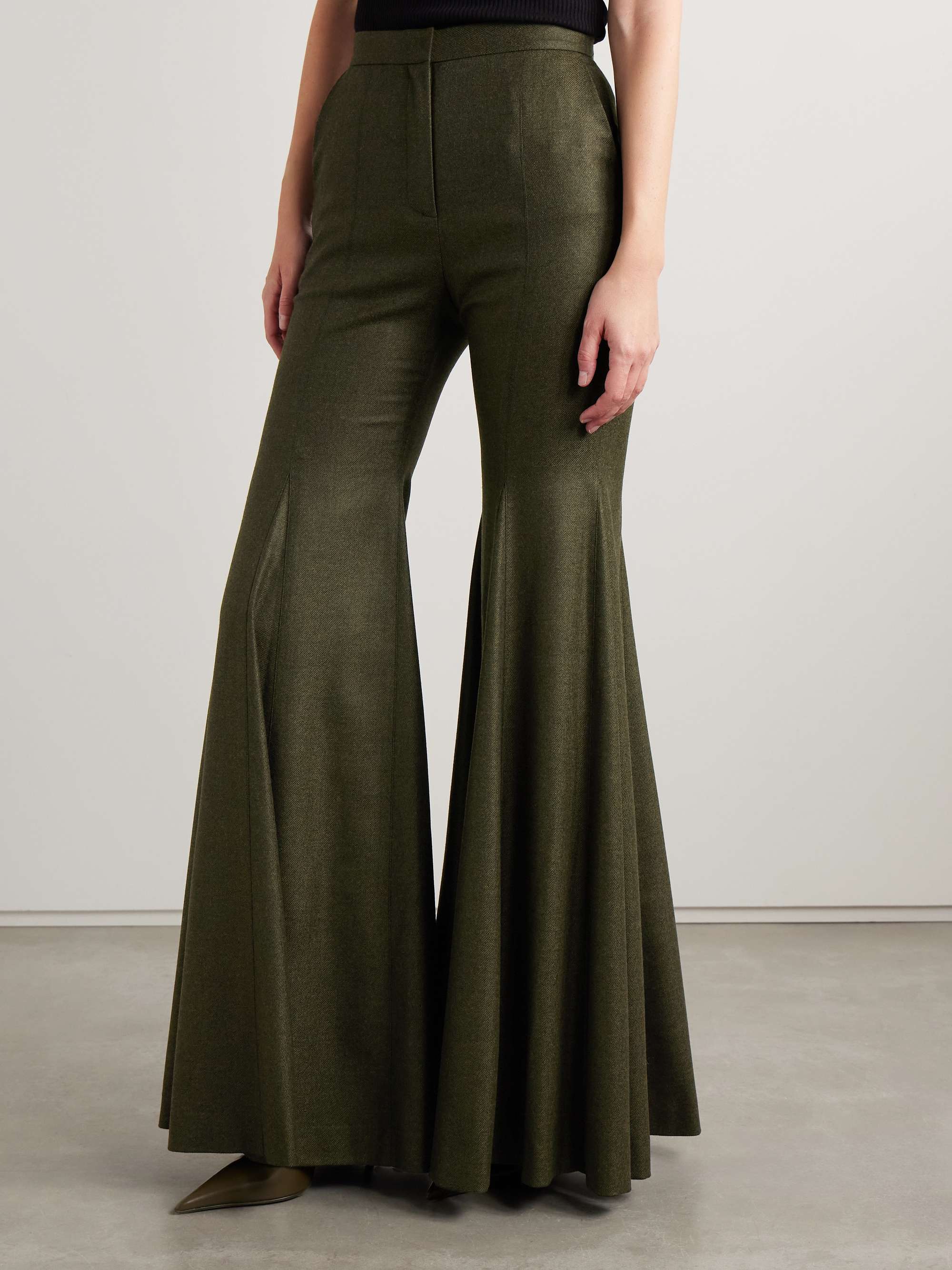 Leon wool and cashmere-blend twill flared pants view