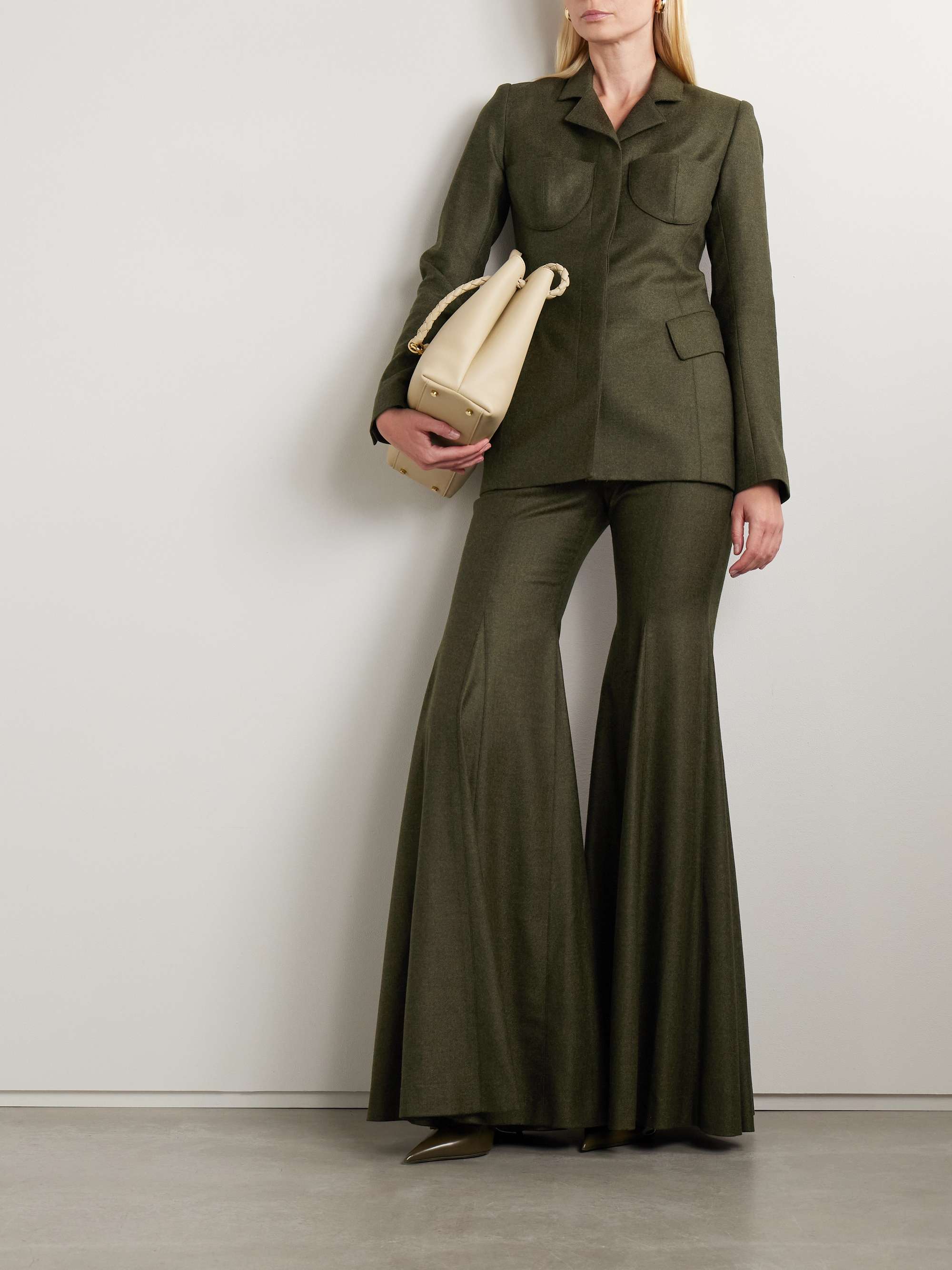 Leon wool and cashmere-blend twill flared pants view
