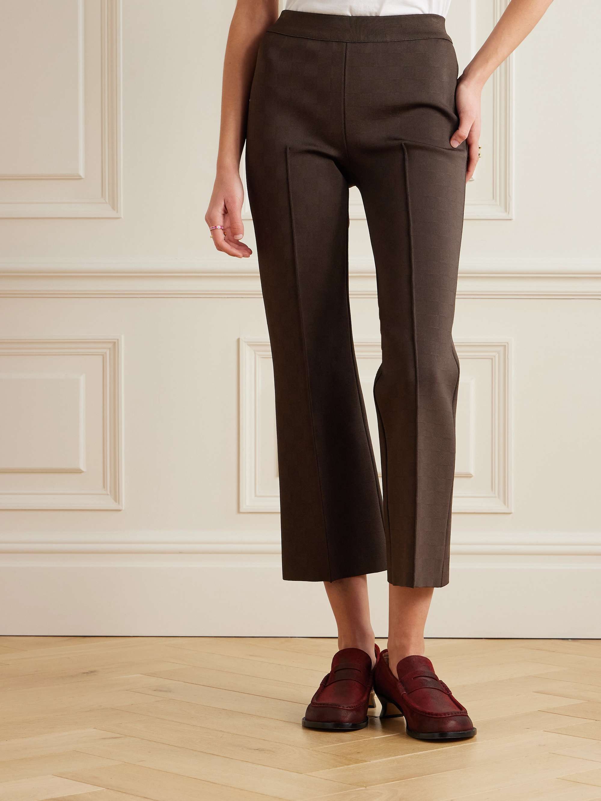 NSFW checked jacquard-knit flared pants view
