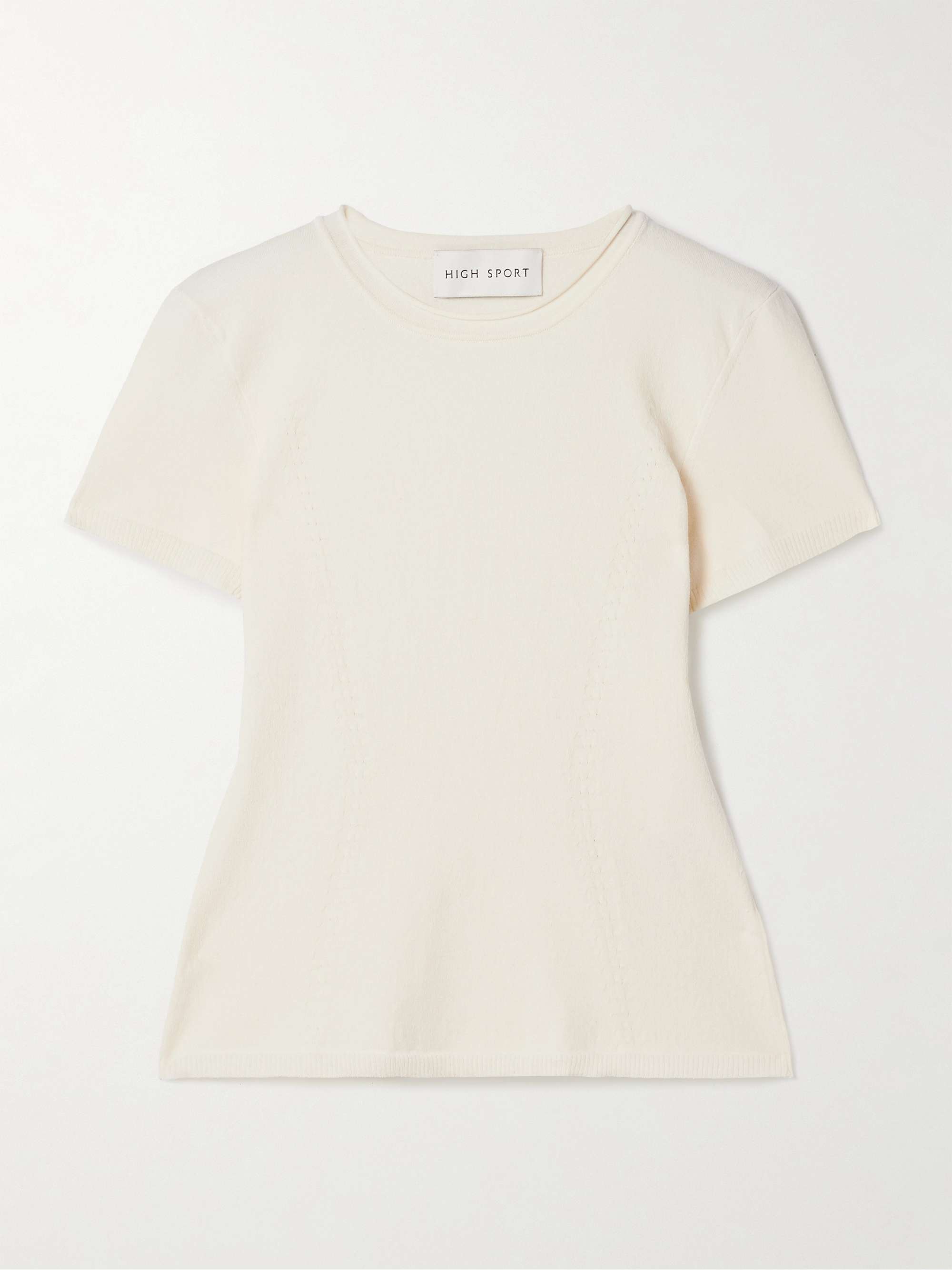 Nat cotton-blend jacquard-knit top view