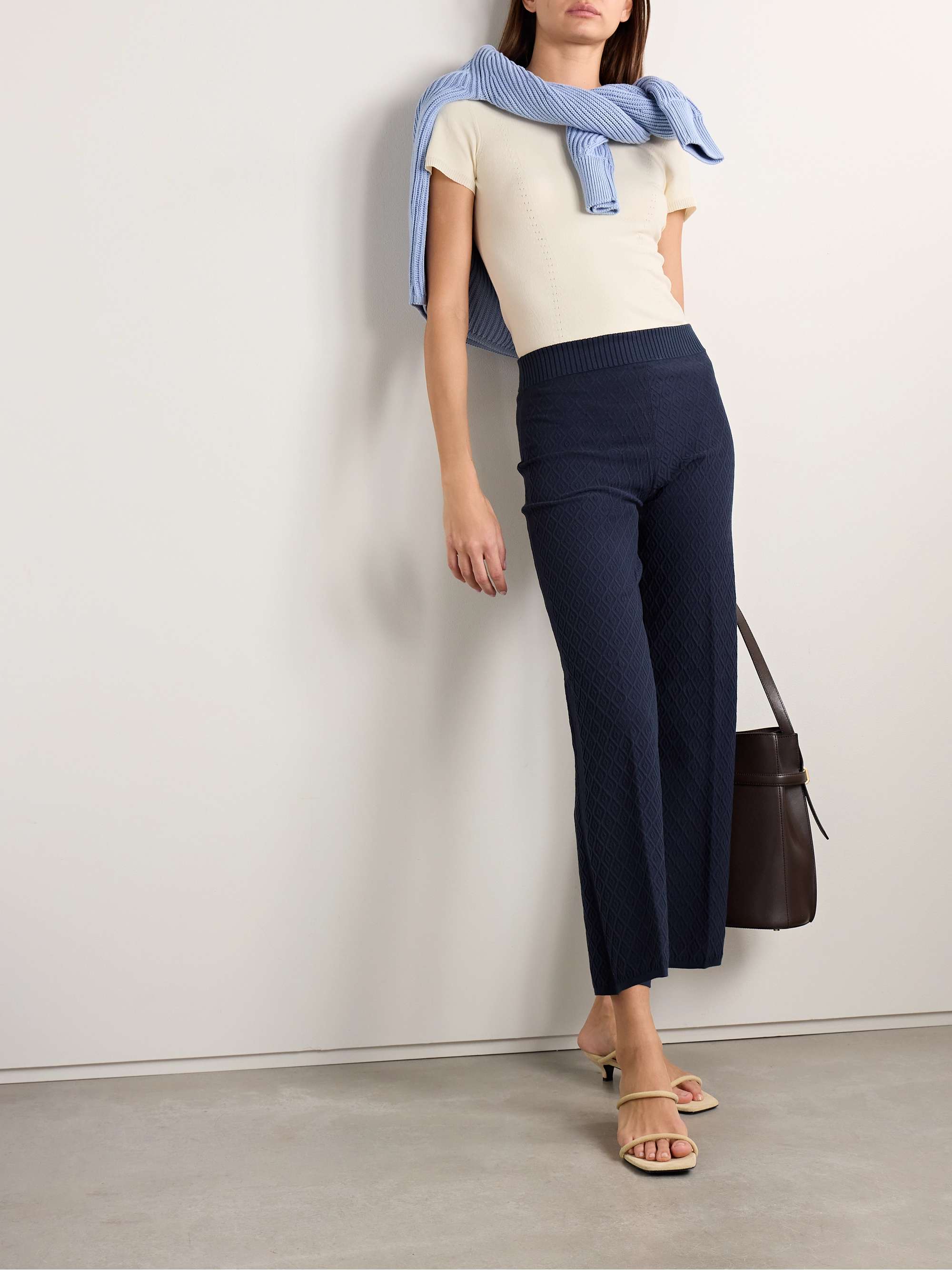 Nat cotton-blend jacquard-knit top view