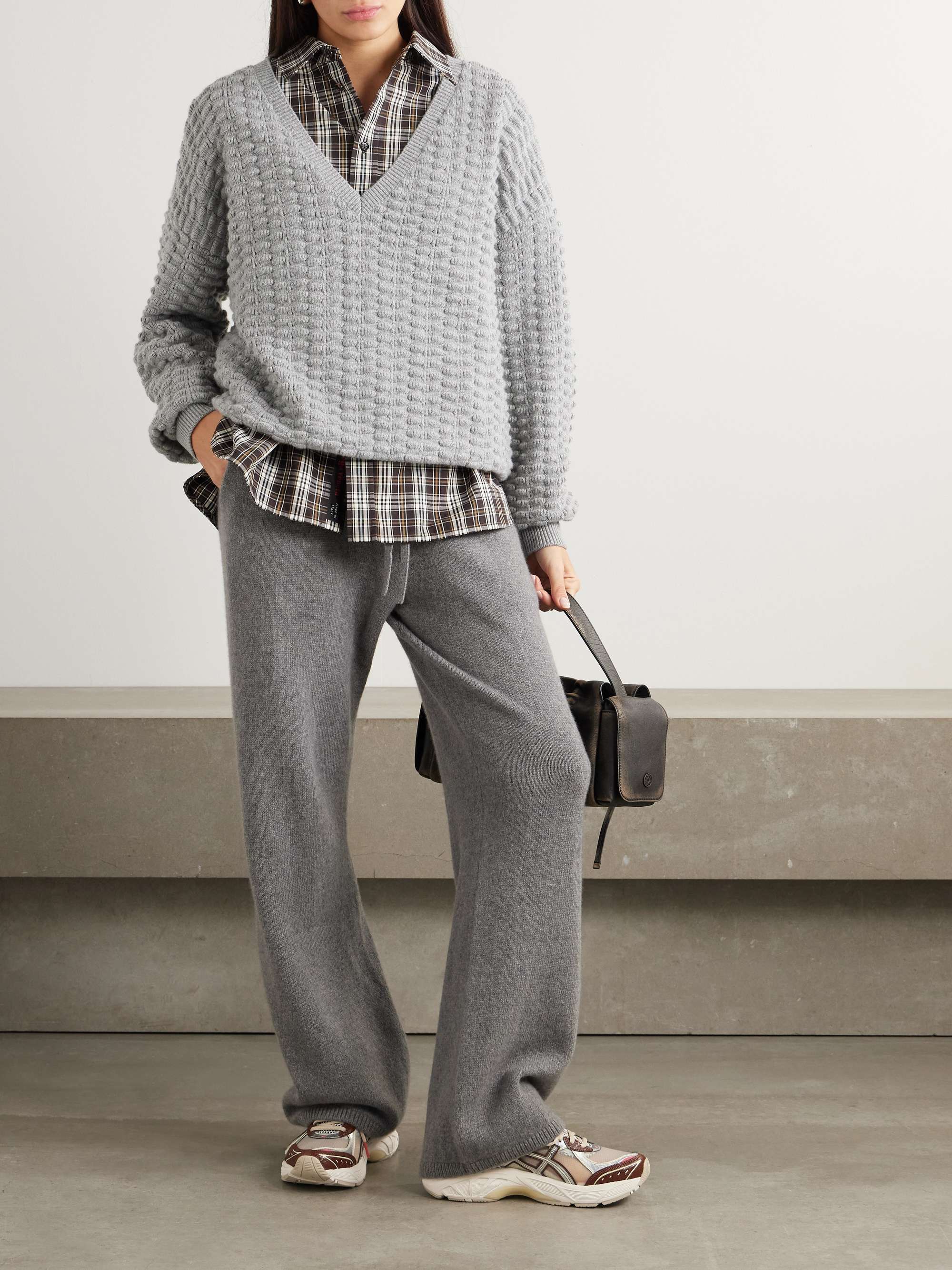 Cashmere wide-leg track pants view