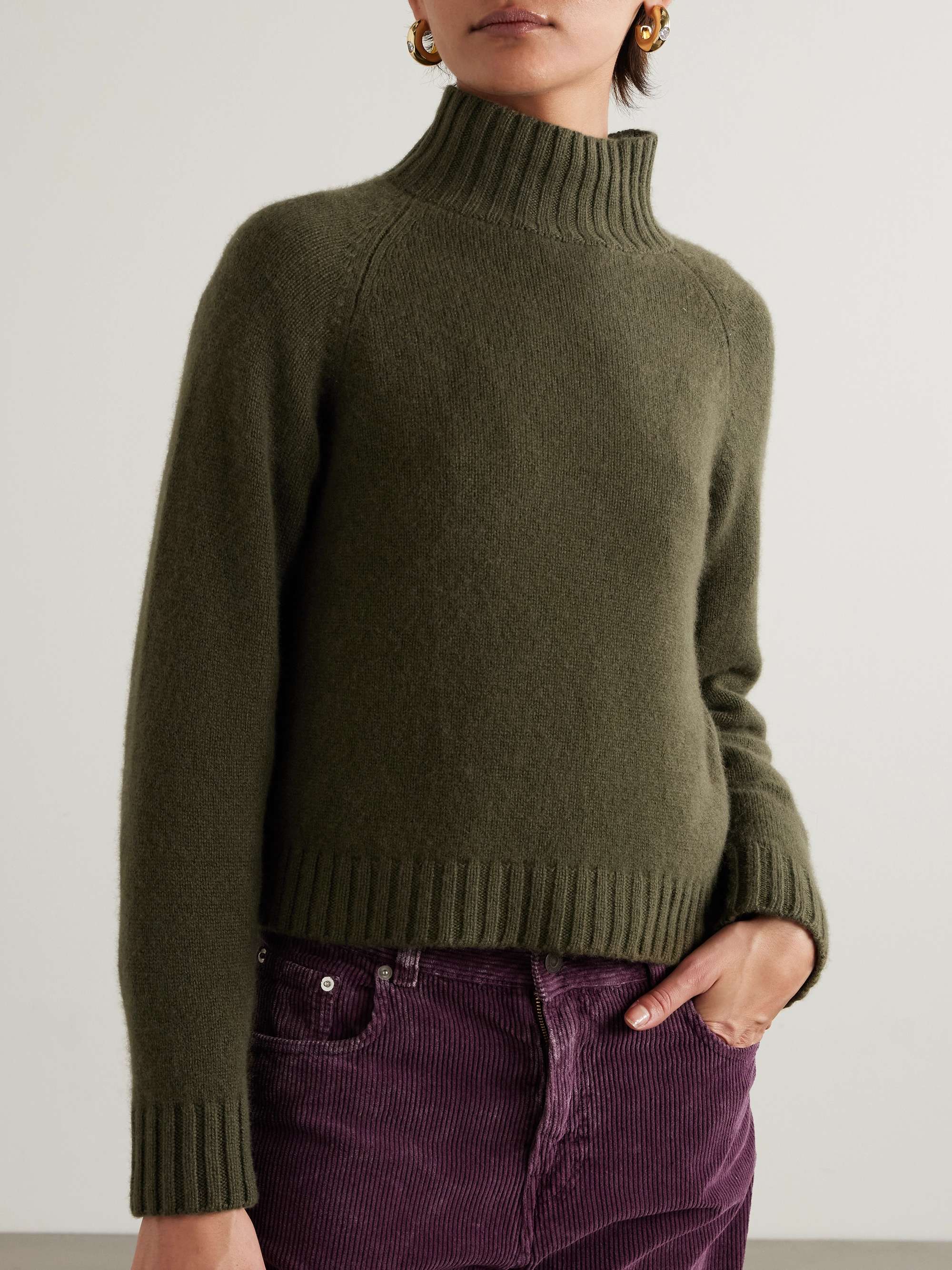 Cropped cashmere turtleneck sweater view