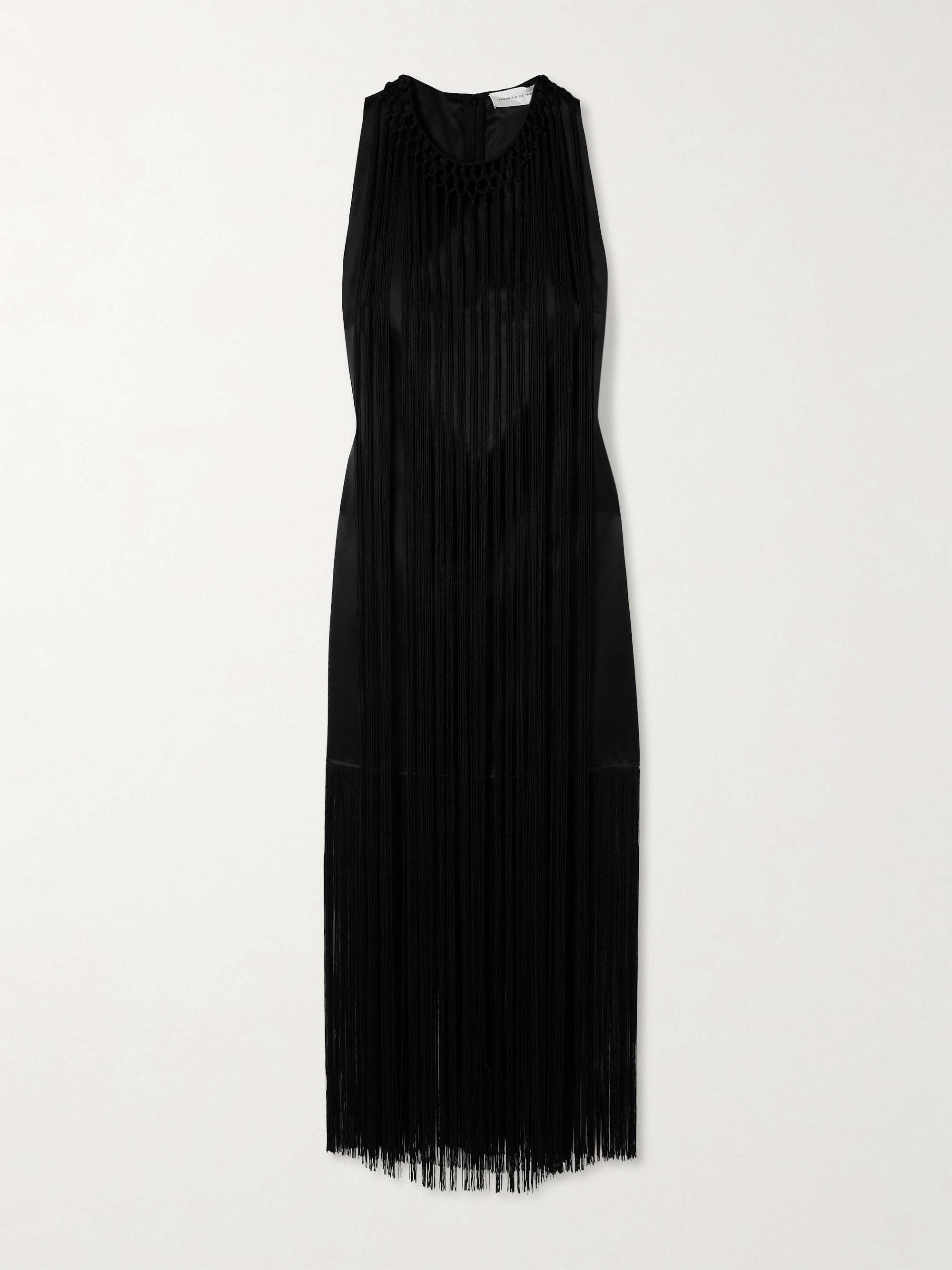 Celeste fringed duchesse silk-satin mini dress view