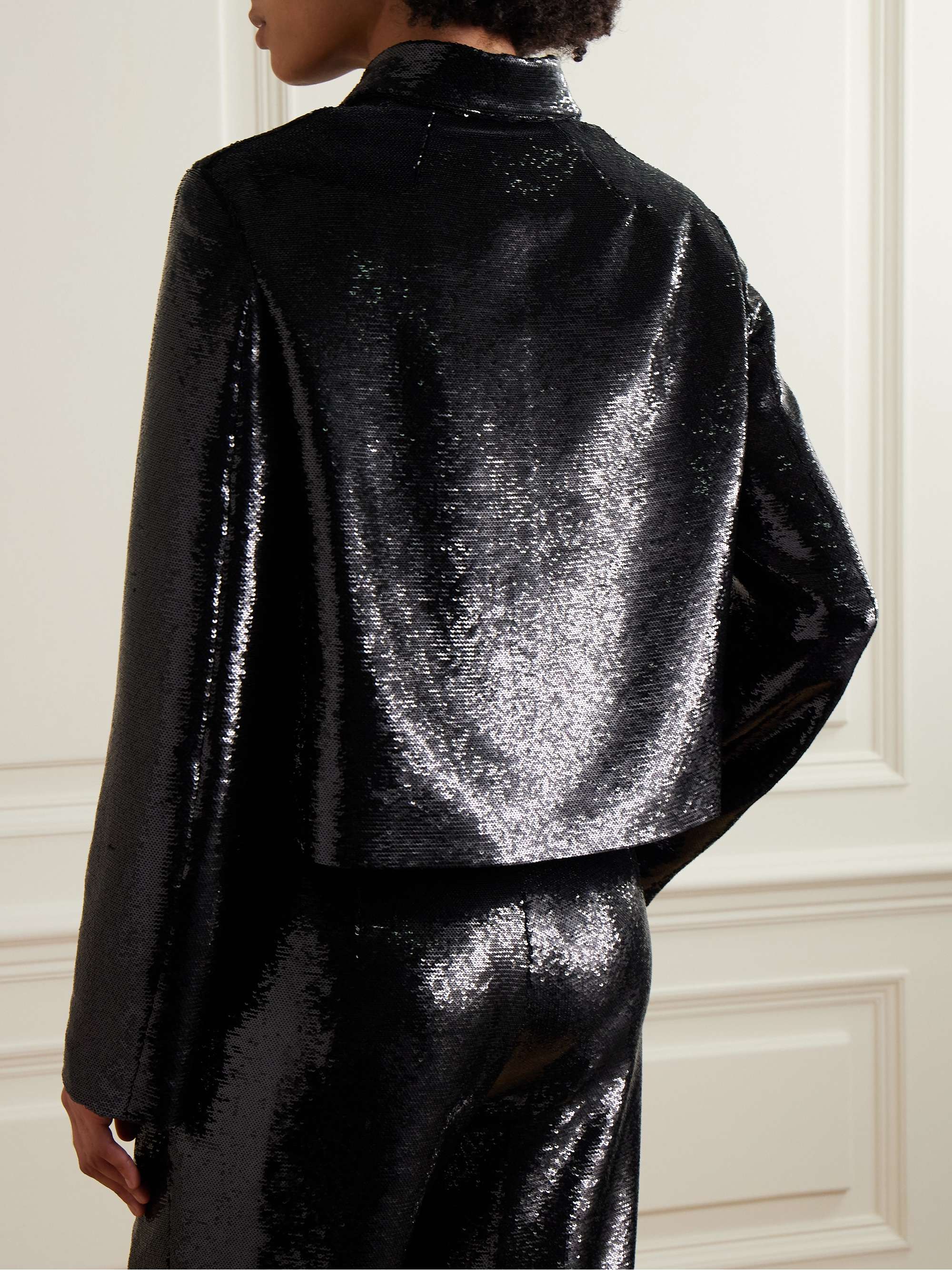 Ines cropped sequined crepe jacket view