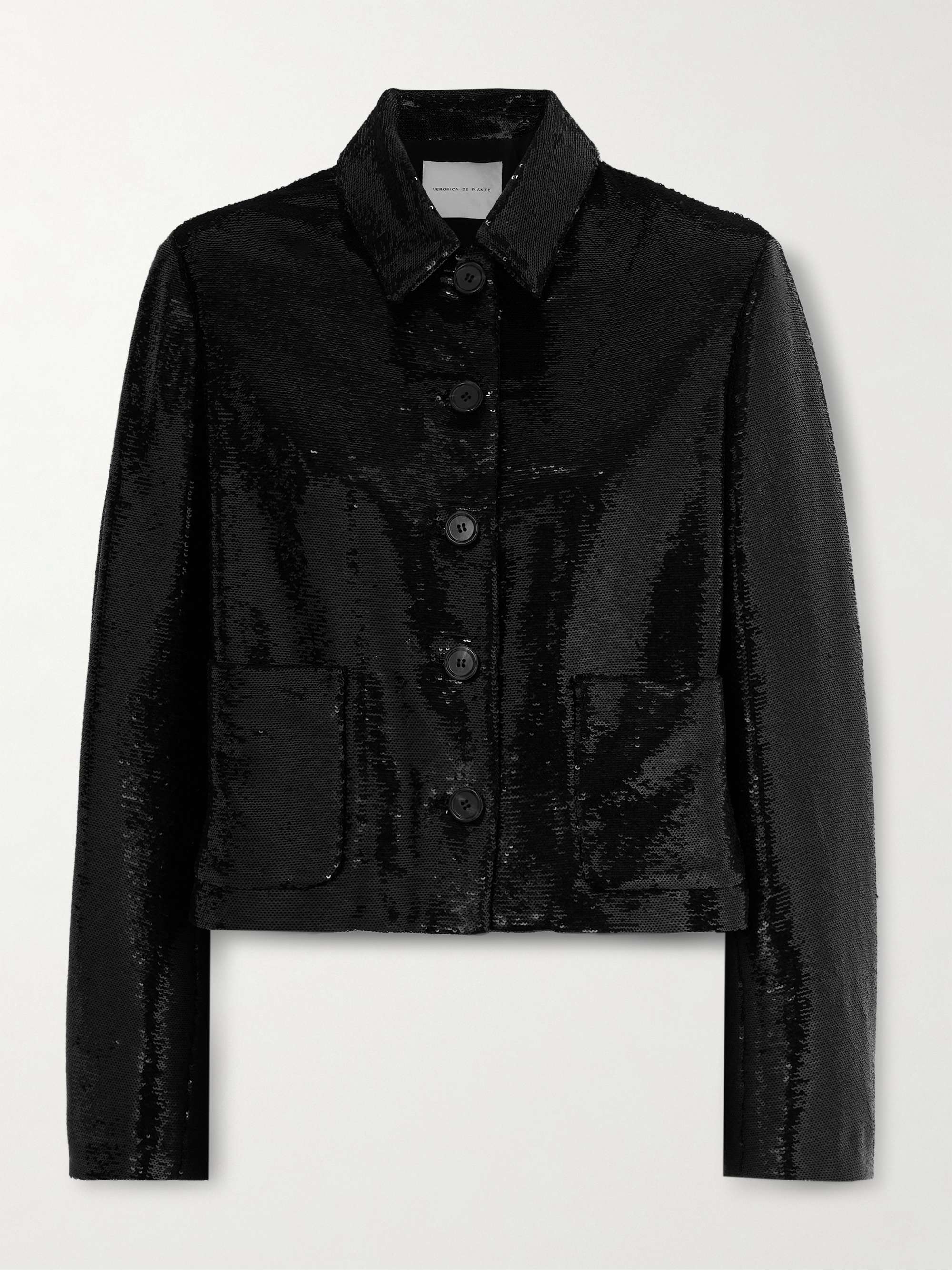 Ines cropped sequined crepe jacket view