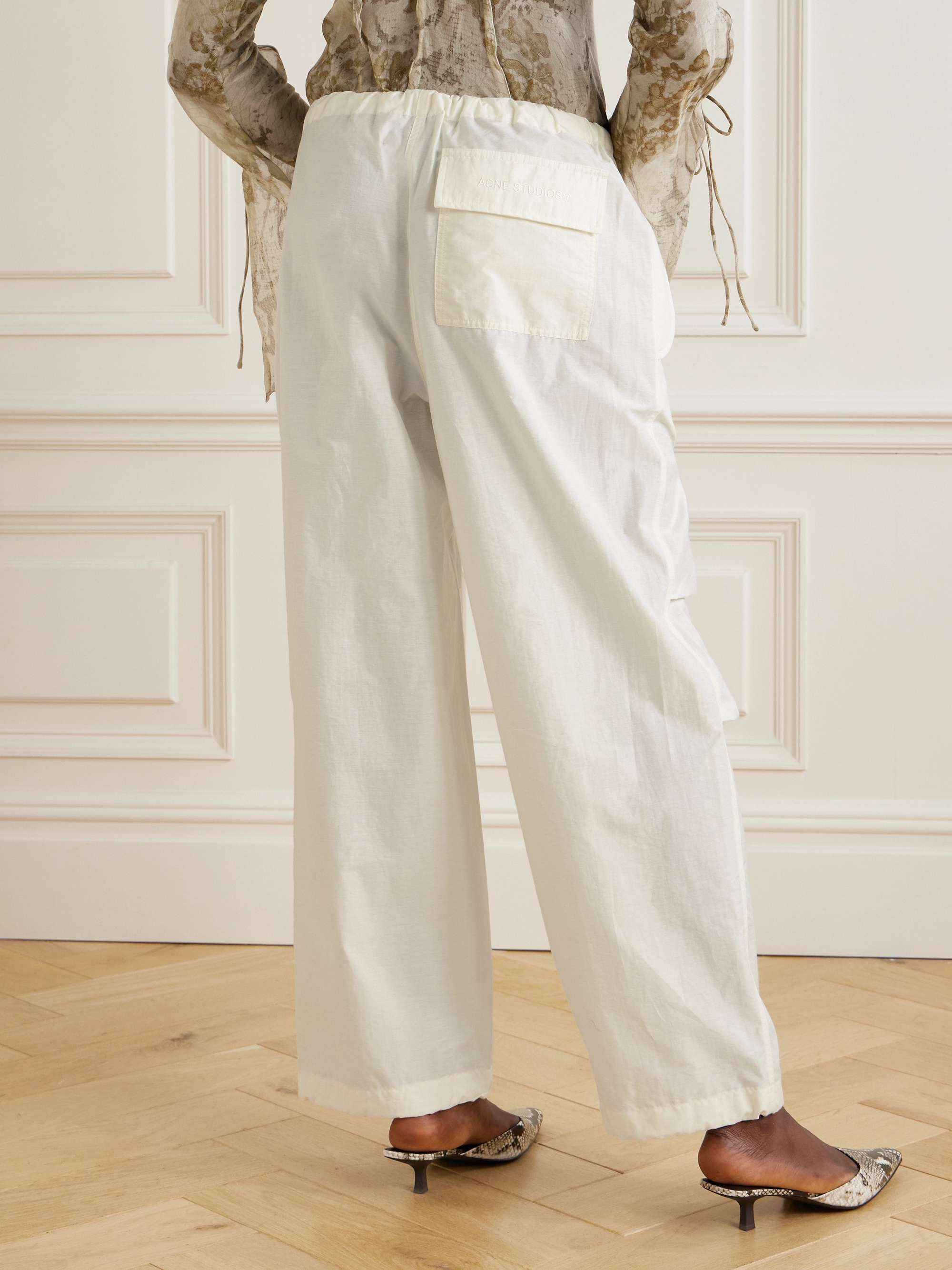 Cotton-blend wide-leg pants view