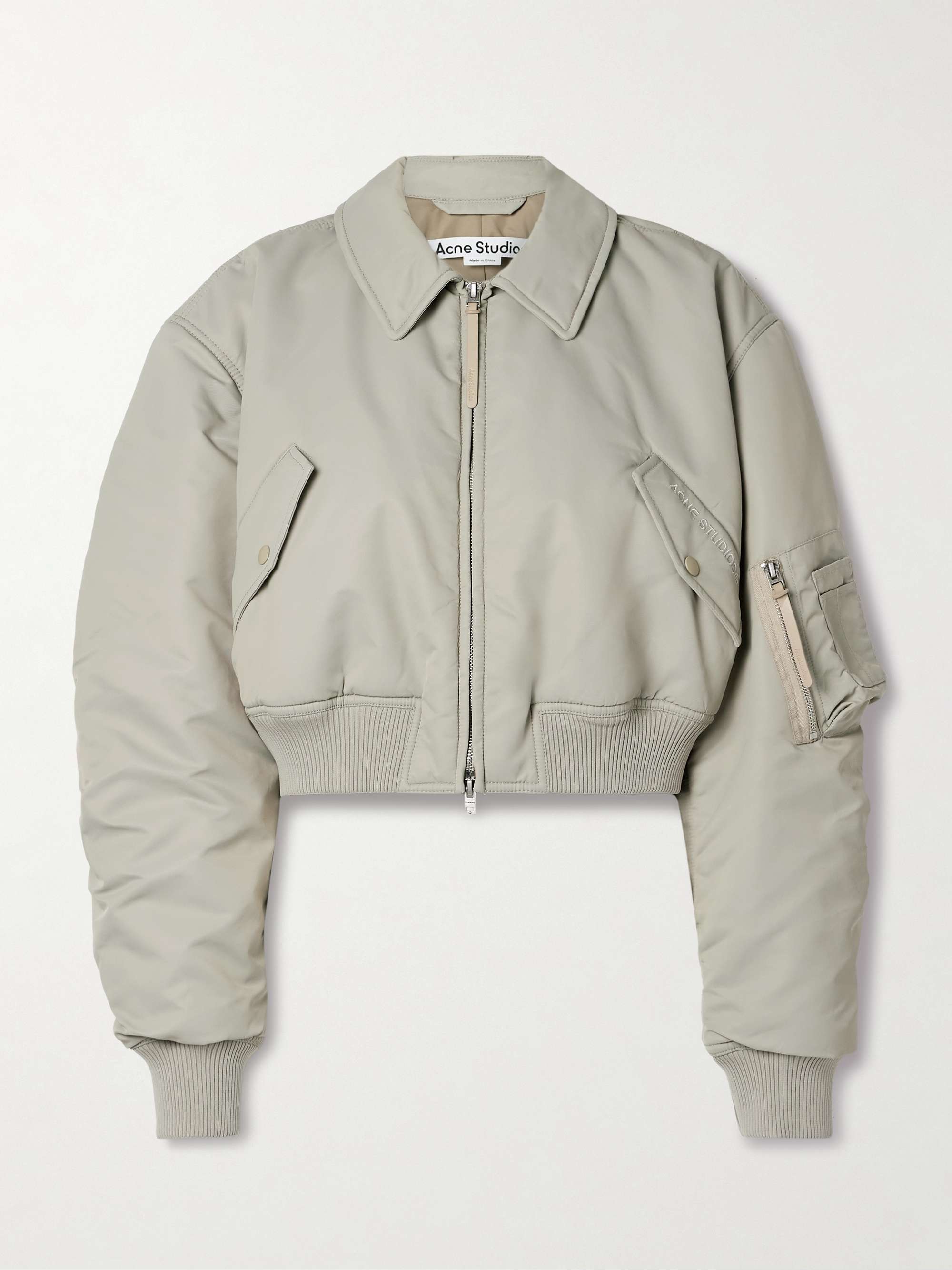 Ruched padded shell bomber jacket view