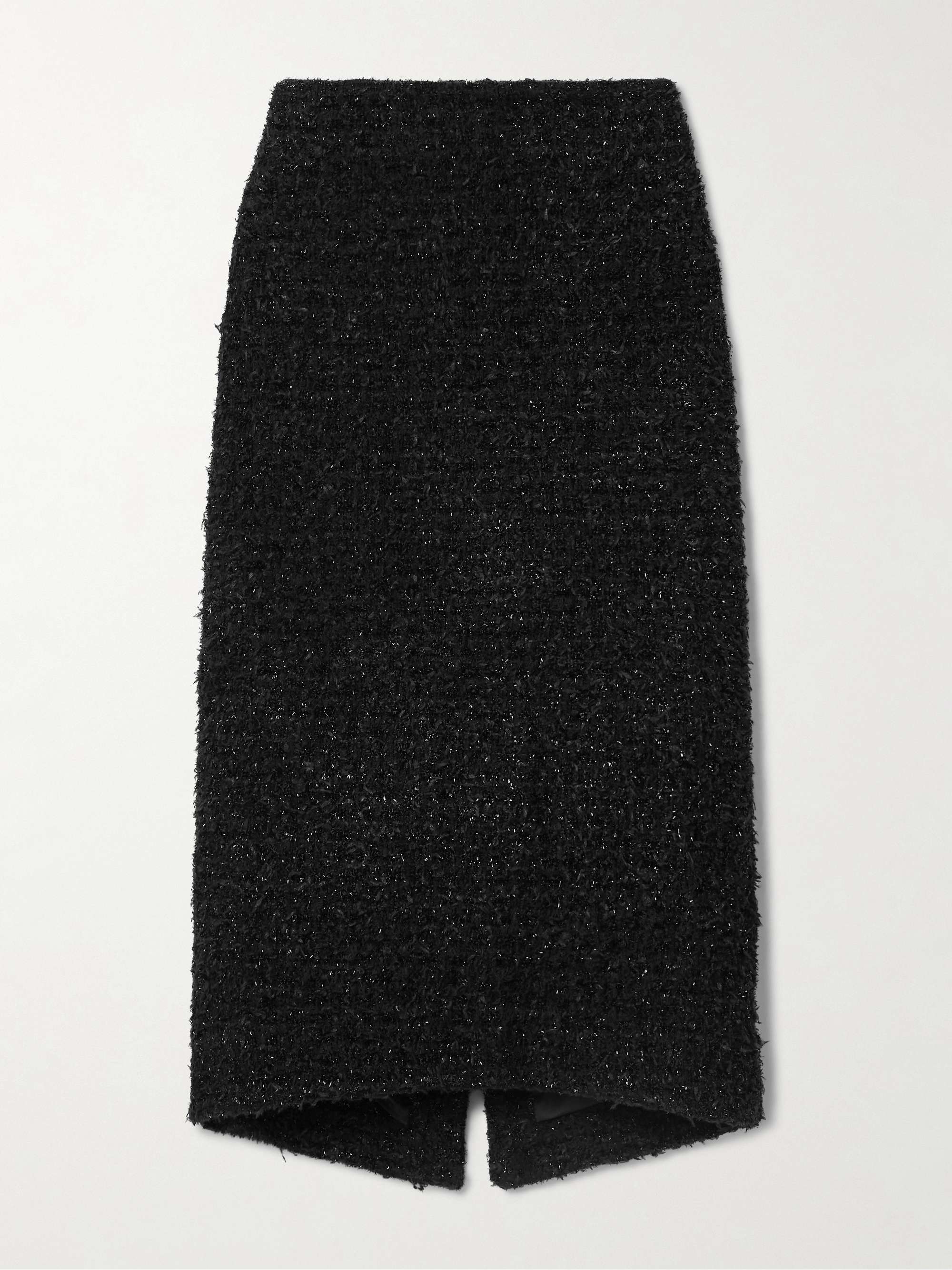 Metallic cotton-blend tweed midi skirt view