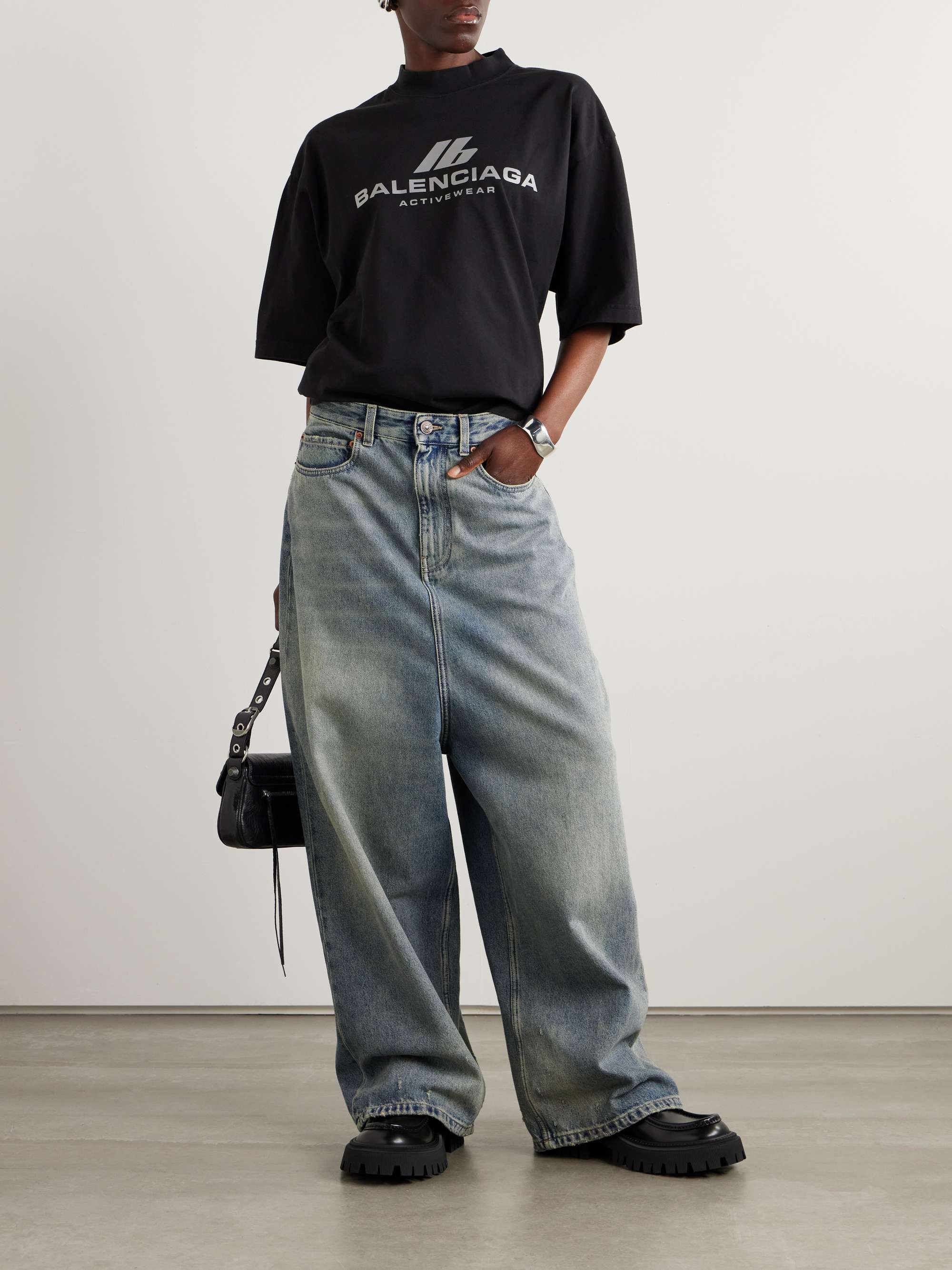 Distressed oversized jeans view