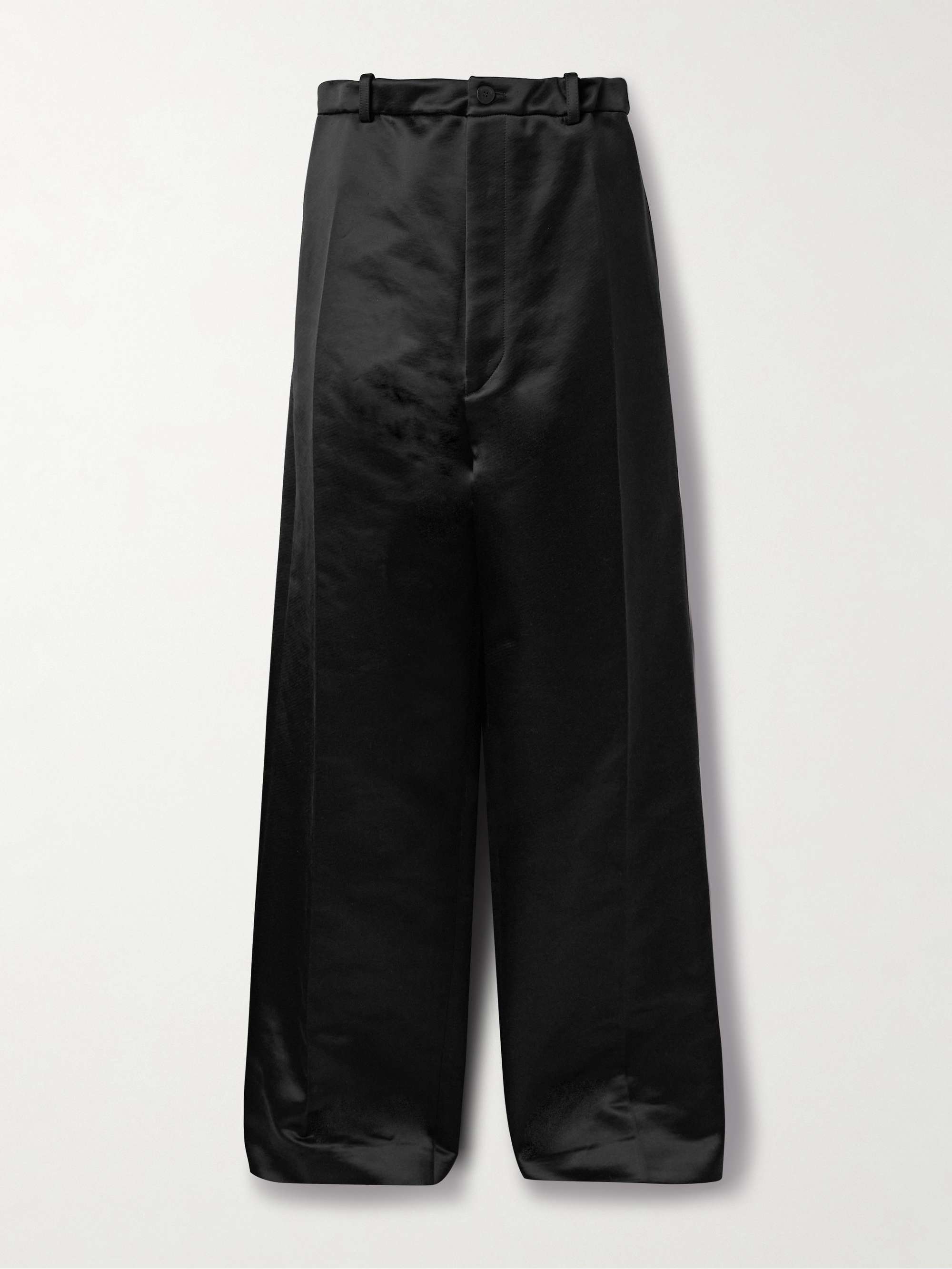 Cotton-blend sateen wide-leg pants view