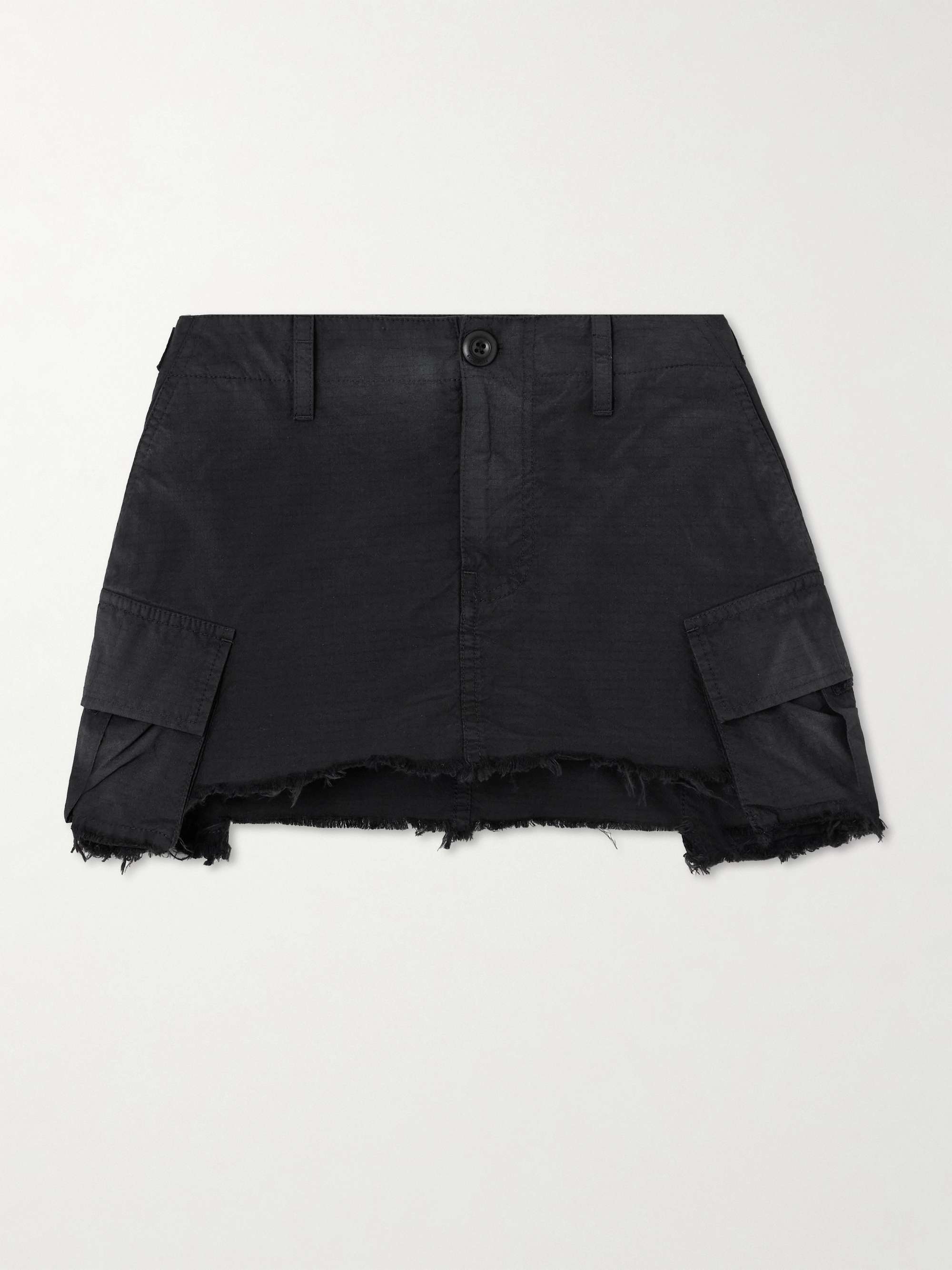 Frayed cotton-blend ripstop mini skirt view