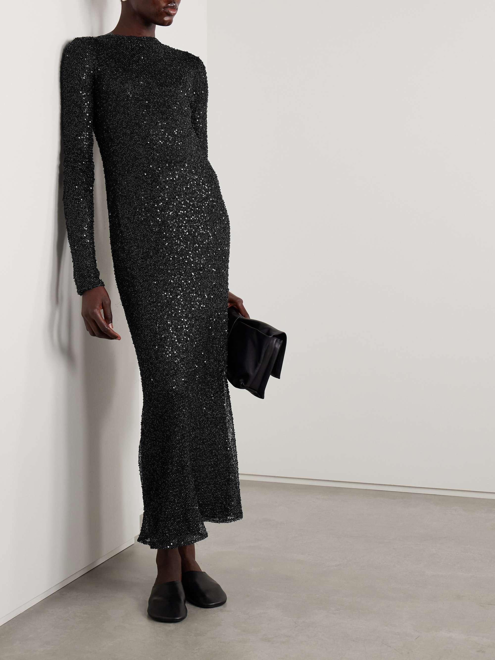 Marlowe embellished metallic knitted midi dress view