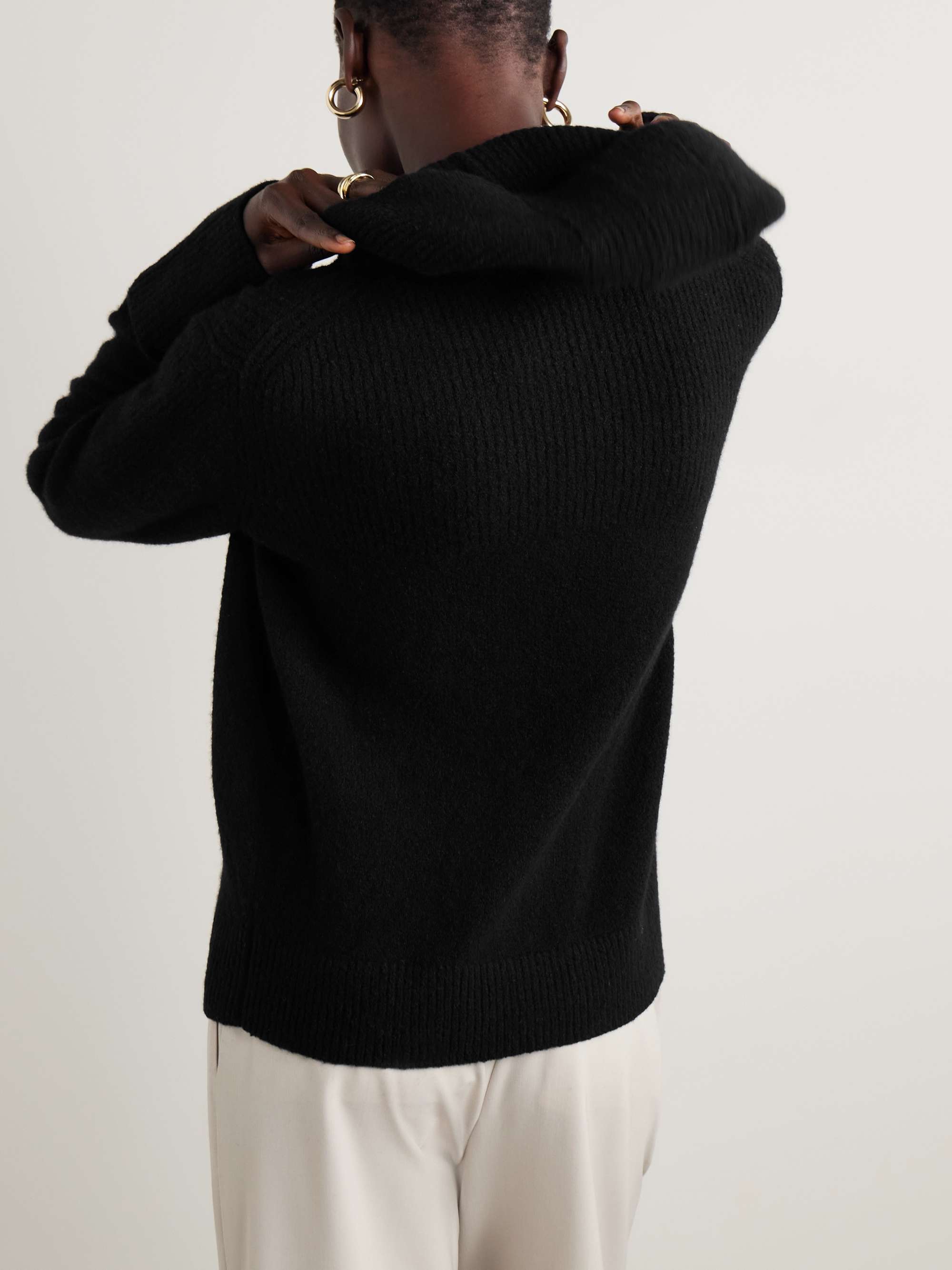Greta ribbed cashmere hoodie view
