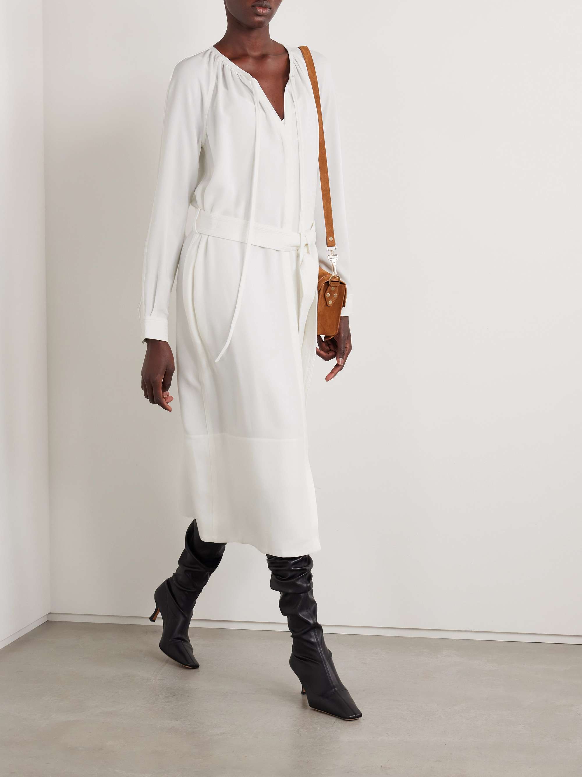 Enya belted crepe midi shirt dress view